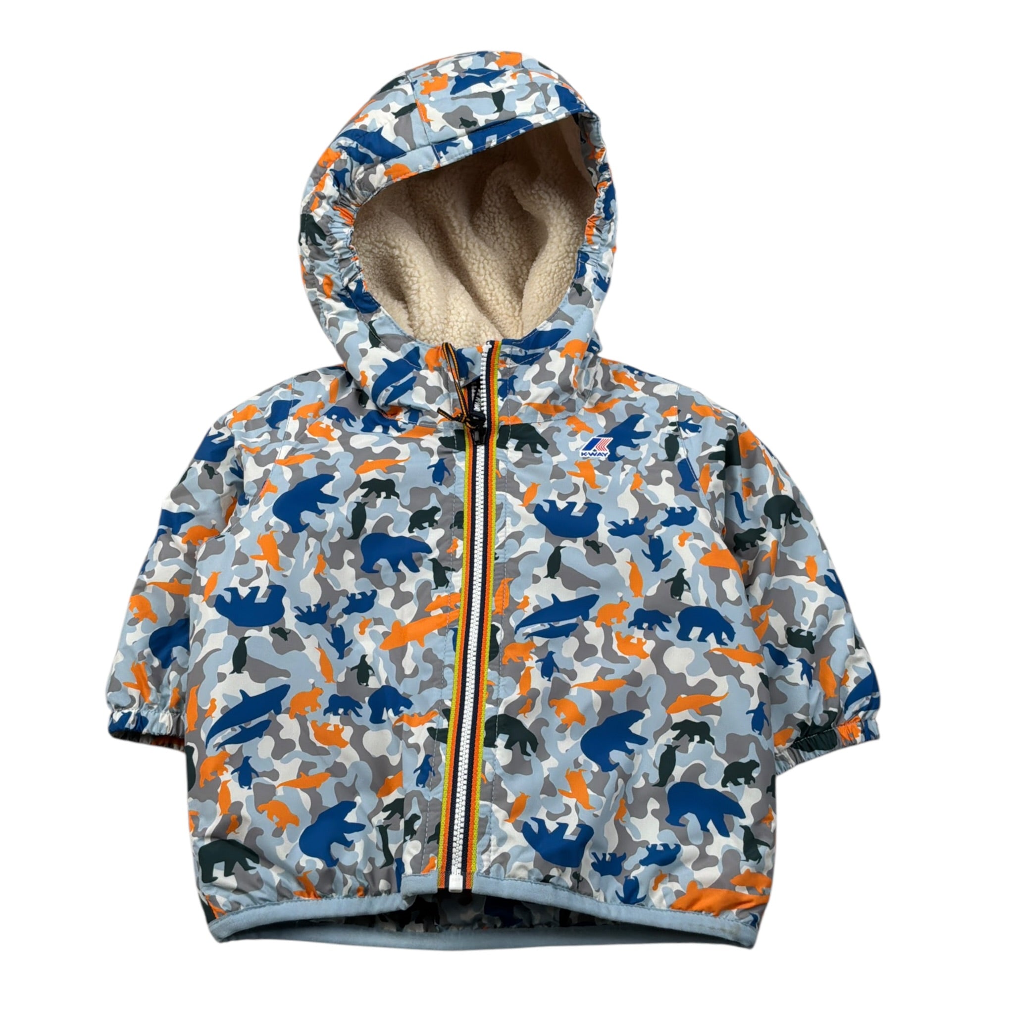 K-Way Giubbino Stampa Fantasia con Cappuccio Blu per Neonato K41467W BLU K-WAY 