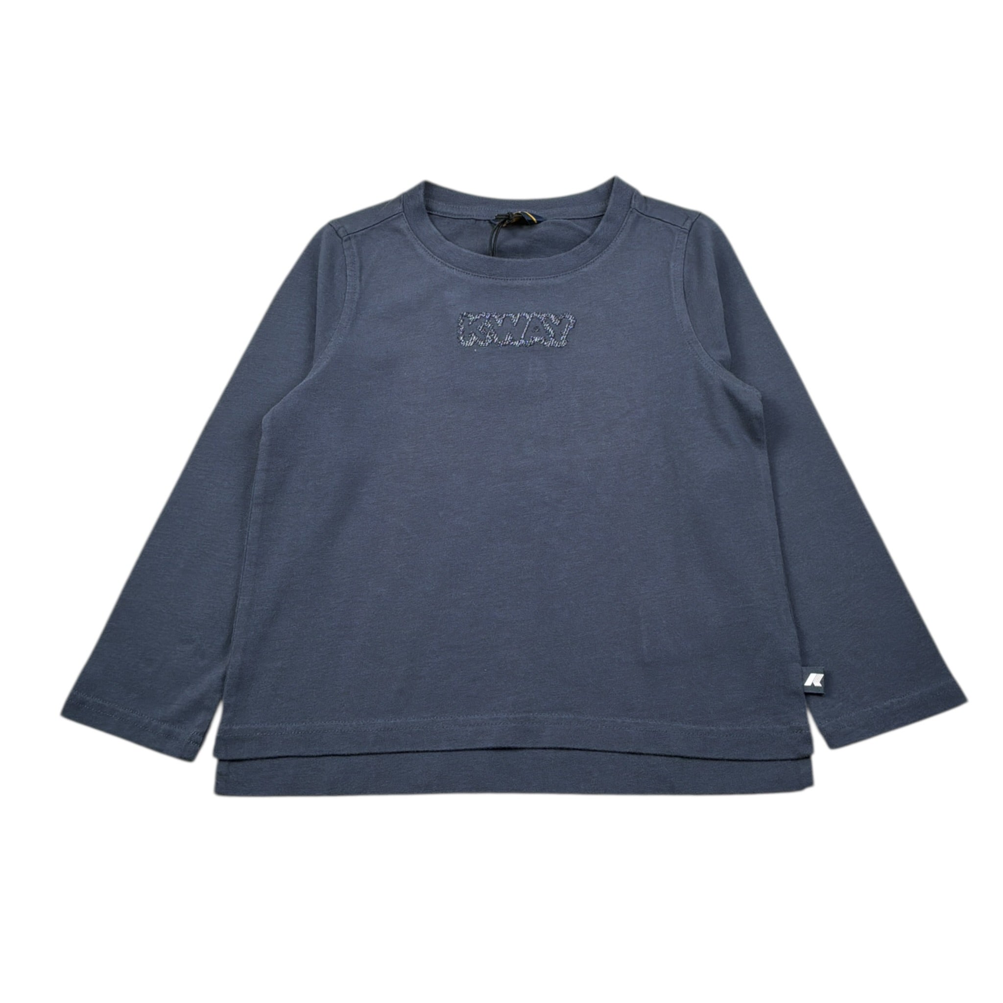 K-Way Shirt Girocollo tinta unita con Logo Blu per Bambina K5122TW BLU K-WAY 