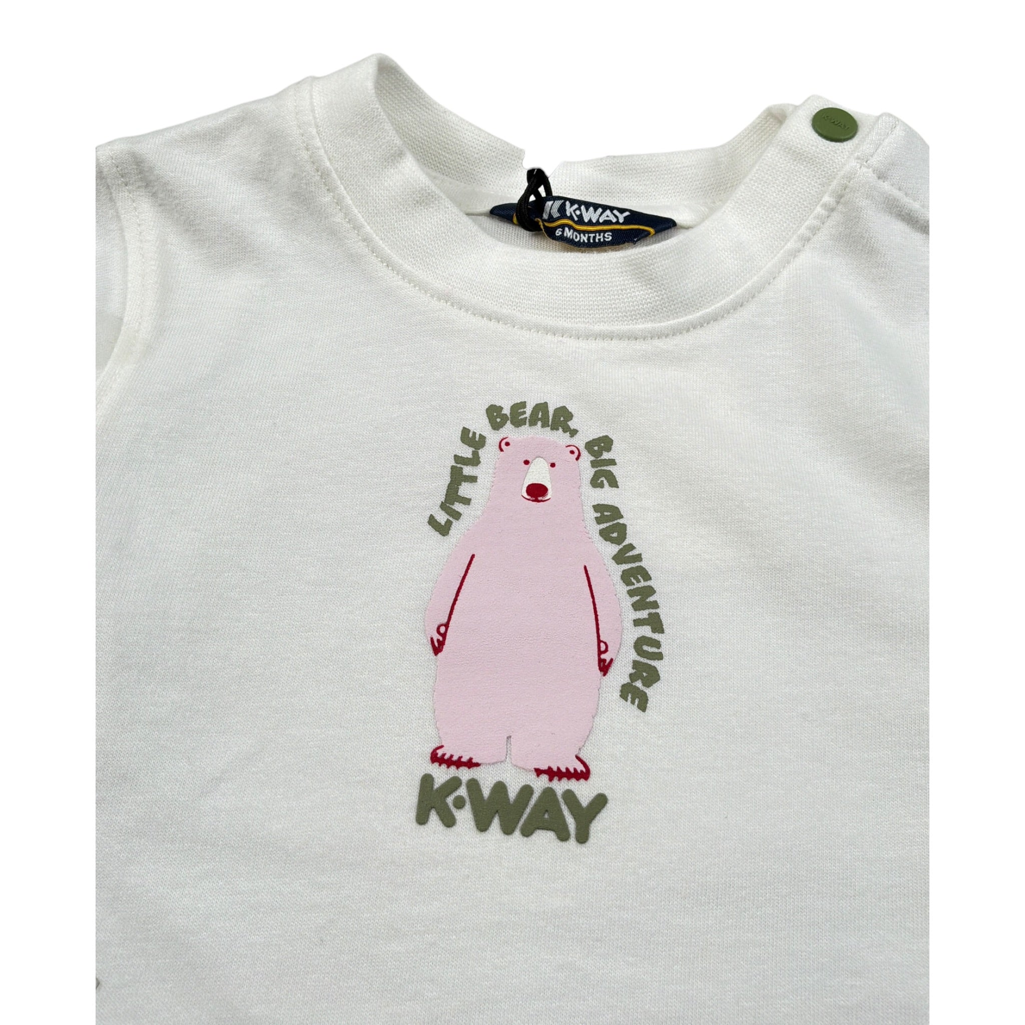 K-Way Shirt Girocollo tinta unita con Stampa Bianco per Neonato K5146IW BIANCO K-WAY 