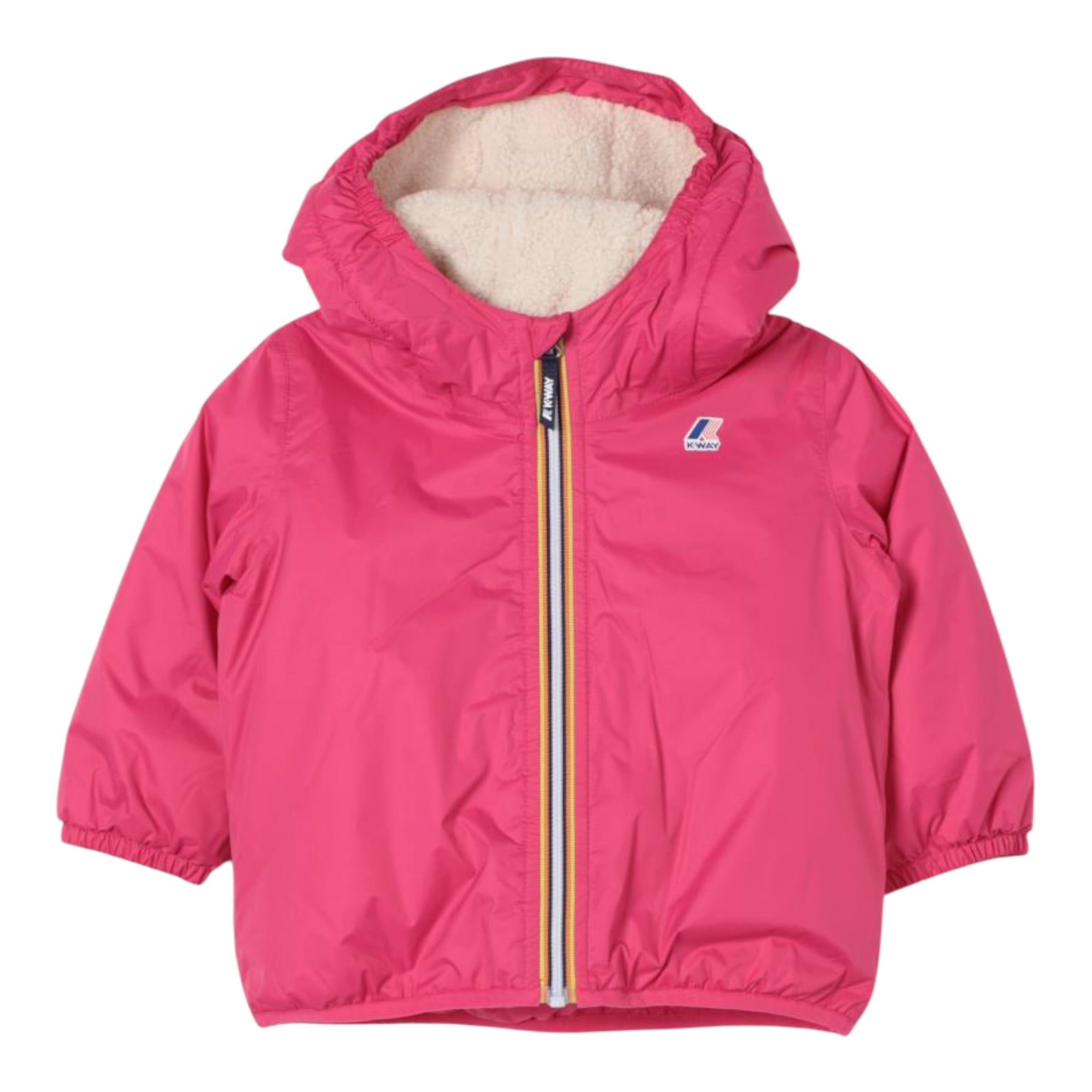 K-Way Giubbino tinta unita con Cappuccio In Contrasto Fuxia per Neonata K61157W FUXIA K-WAY 