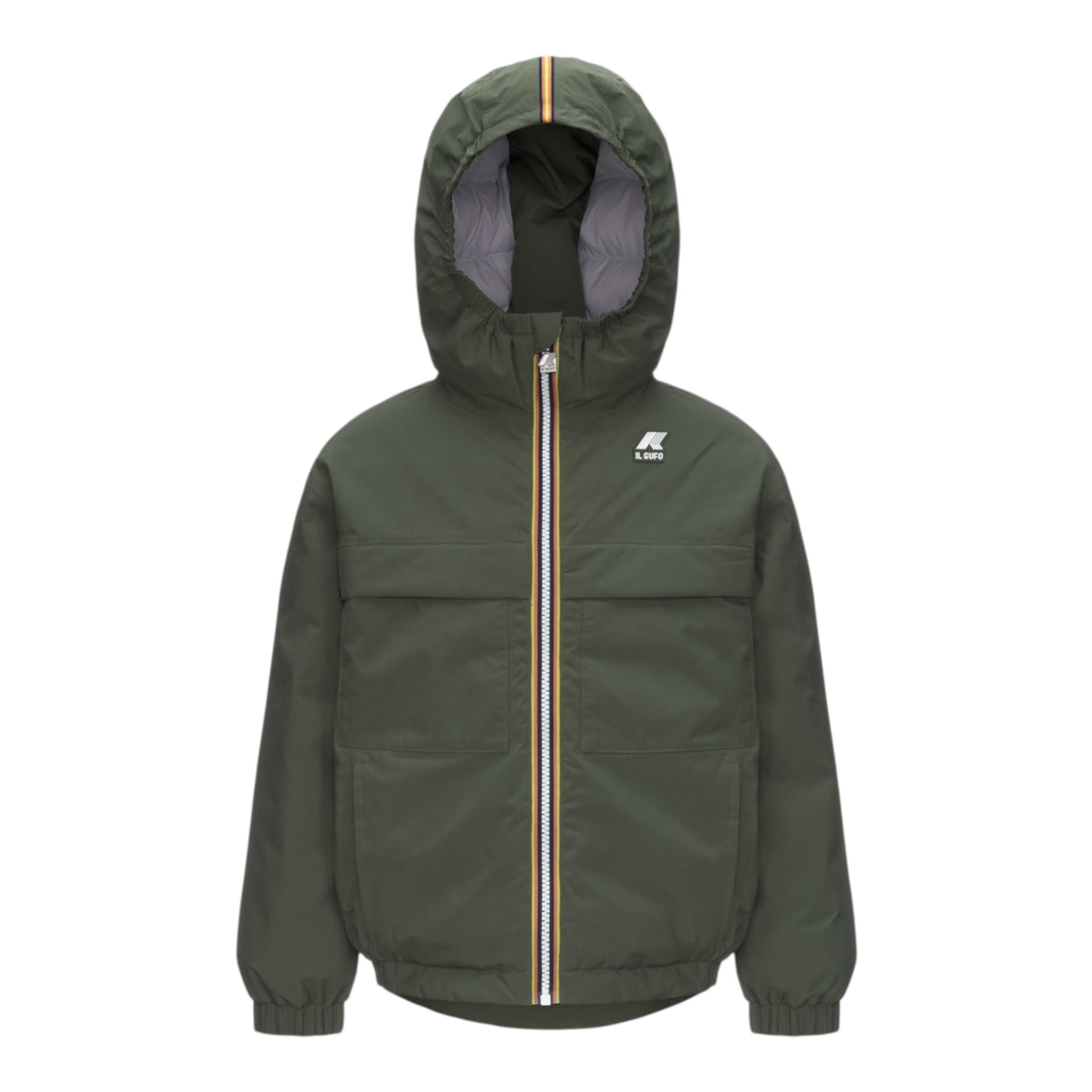 K-Way Giubbino tinta unita con Zip E Cappuccio Verde per Bambino K6134BW VERDE K-WAY 