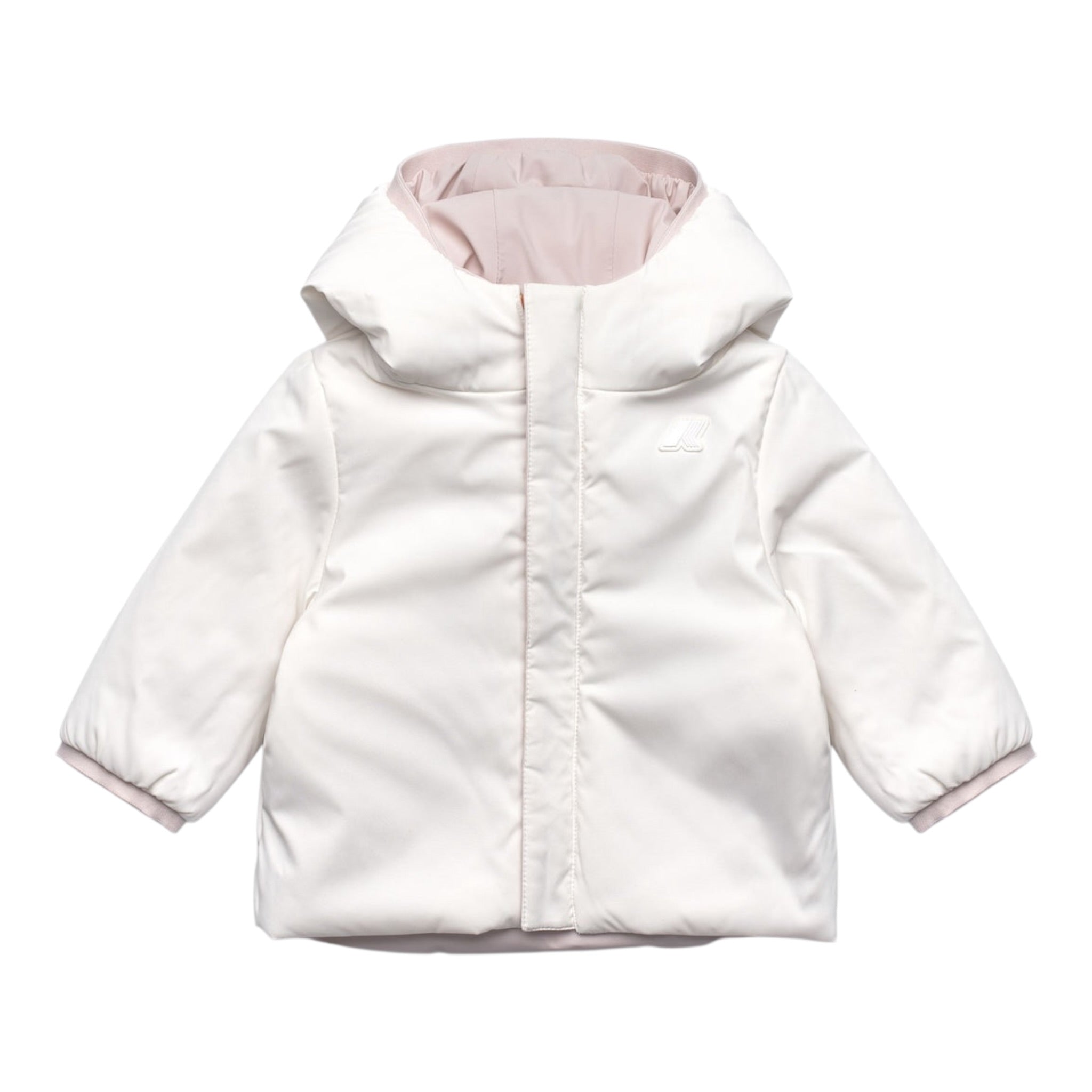 K-Way Giubbino Reversibile Bicolore con Zip E Cappuccio Bianco/Rosa per Neonata K71338WX BAINCO/ROSA K-WAY 