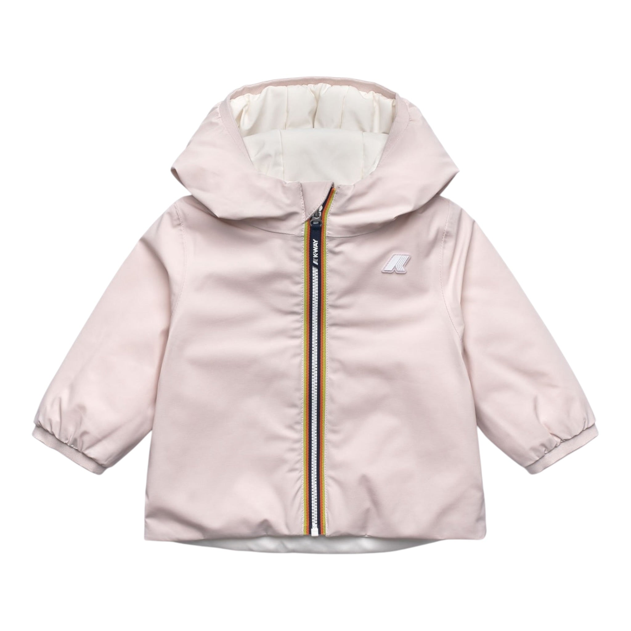 K-Way Giubbino Reversibile Bicolore con Zip E Cappuccio Bianco/Rosa per Neonata K71338WX BAINCO/ROSA K-WAY 