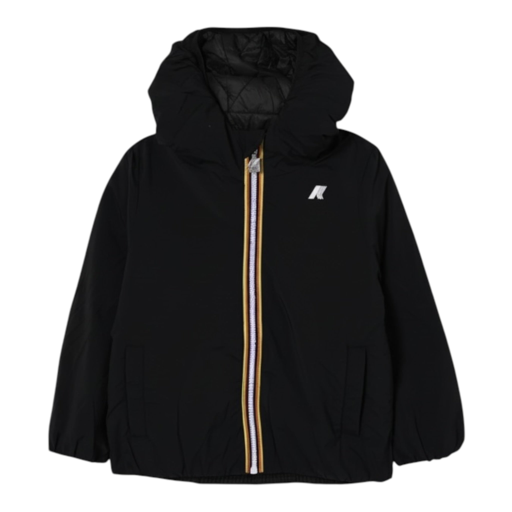 K-Way Giubbino tinta unita con Zip E Cappuccio Nero per Bambino K7142QW NERO K-WAY 