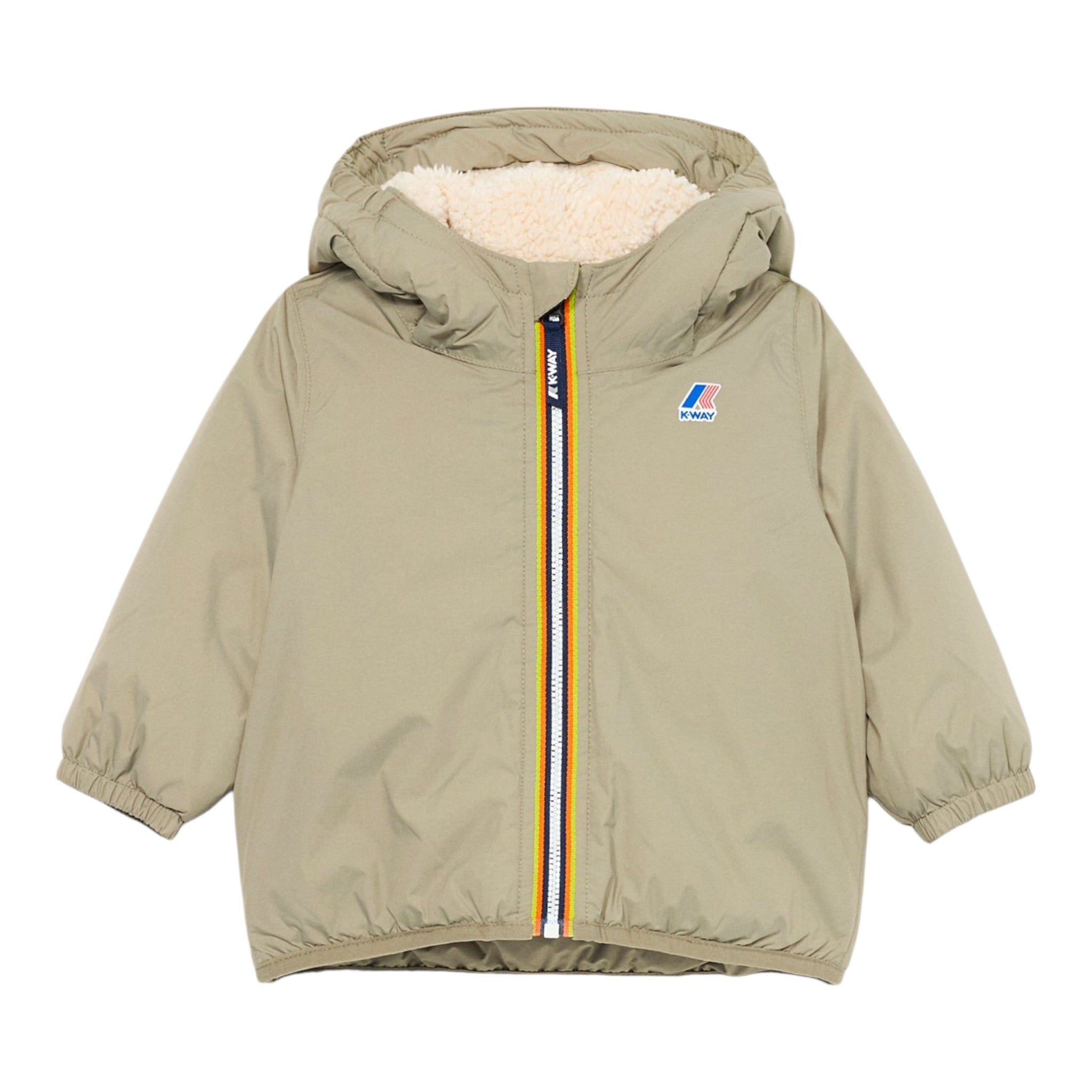 K-Way Giubbino tinta unita con Zip E Cappuccio Verde per Neonato K7142RWX VERDE K-WAY 