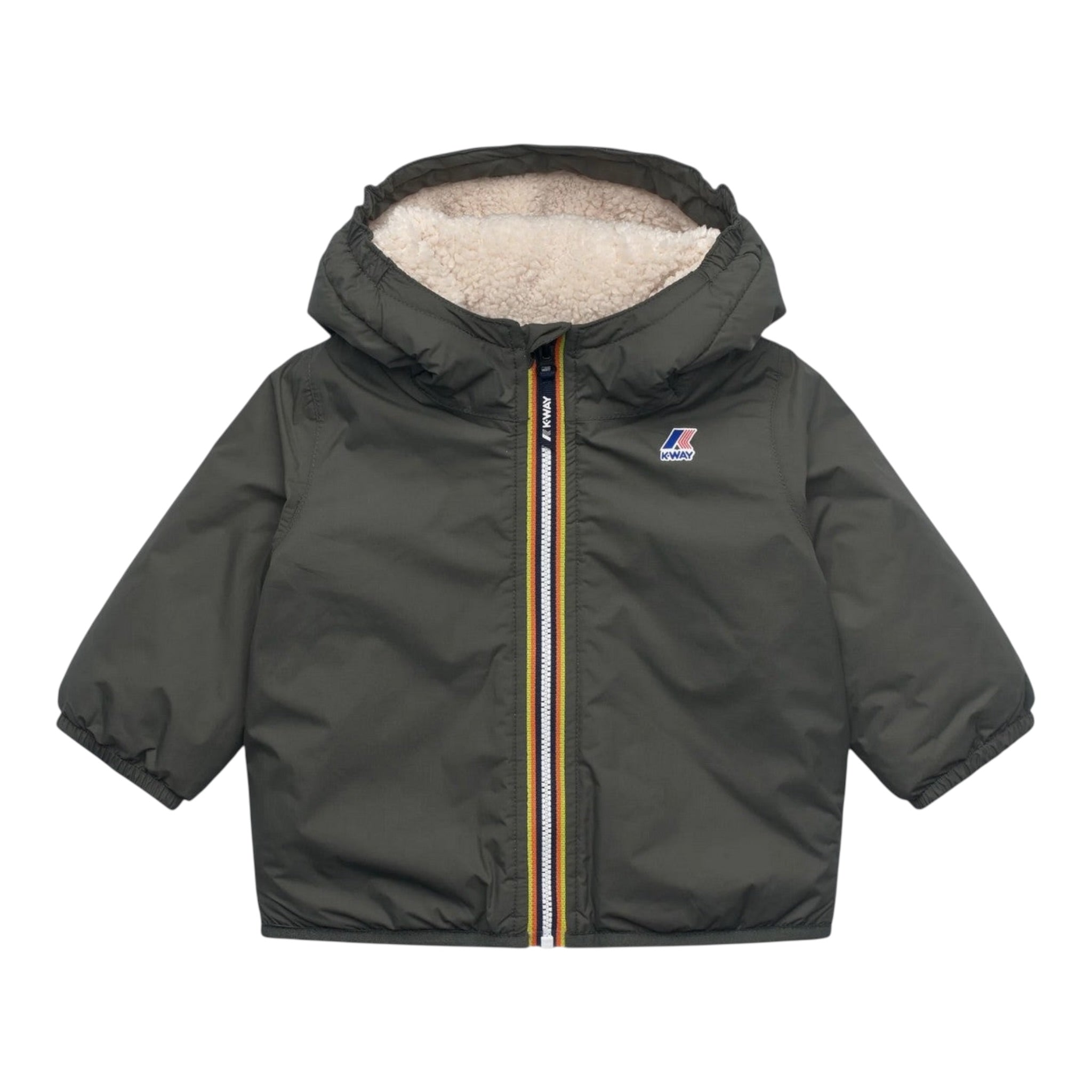 K-Way Giubbino tinta unita con Zip E Cappuccio Verde per Neonato K7142RWXXX VERDE K-WAY 