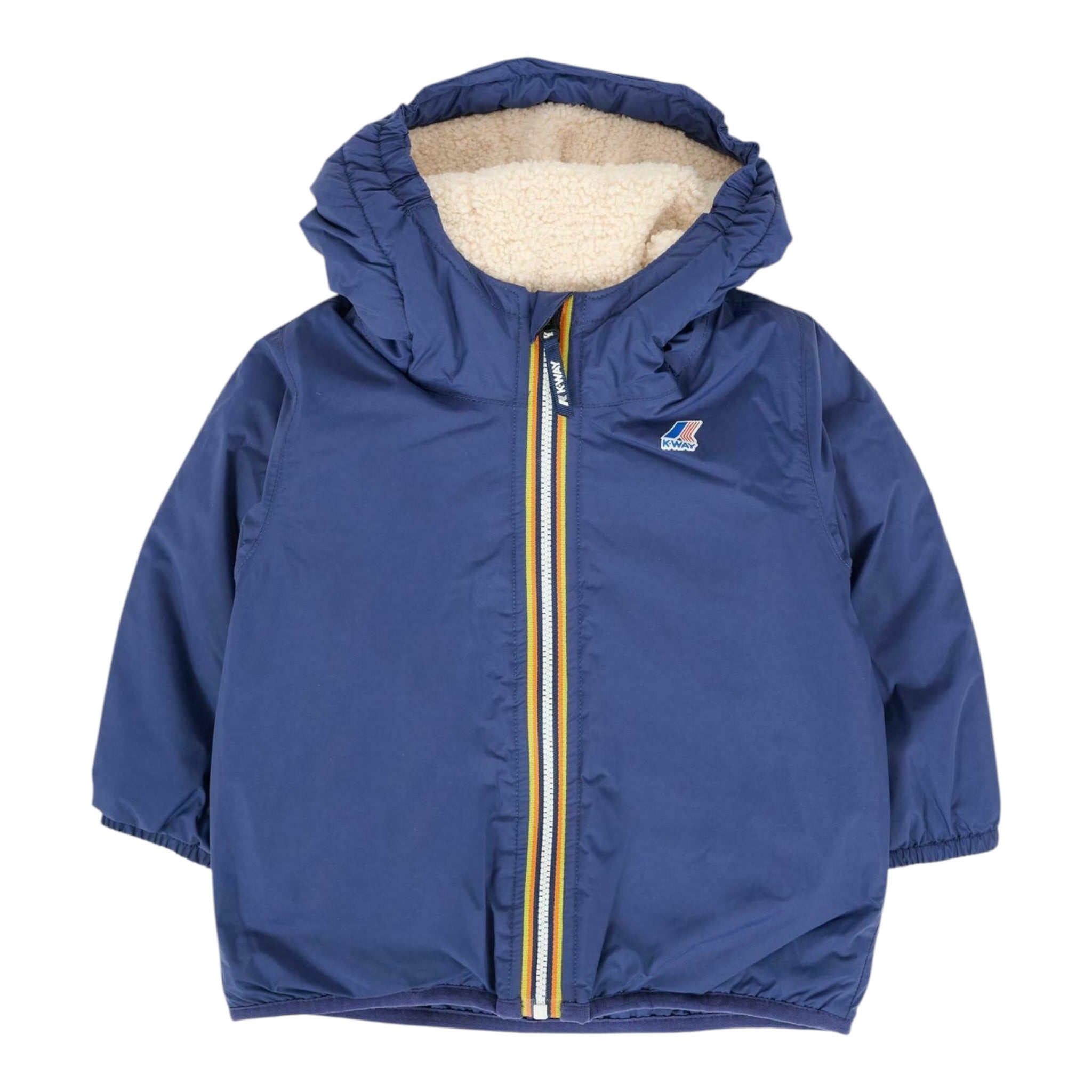 K-Way Giubbino tinta unita con Zip E Cappuccio Blu per Neonato K7142RWXXXX BLU K-WAY 