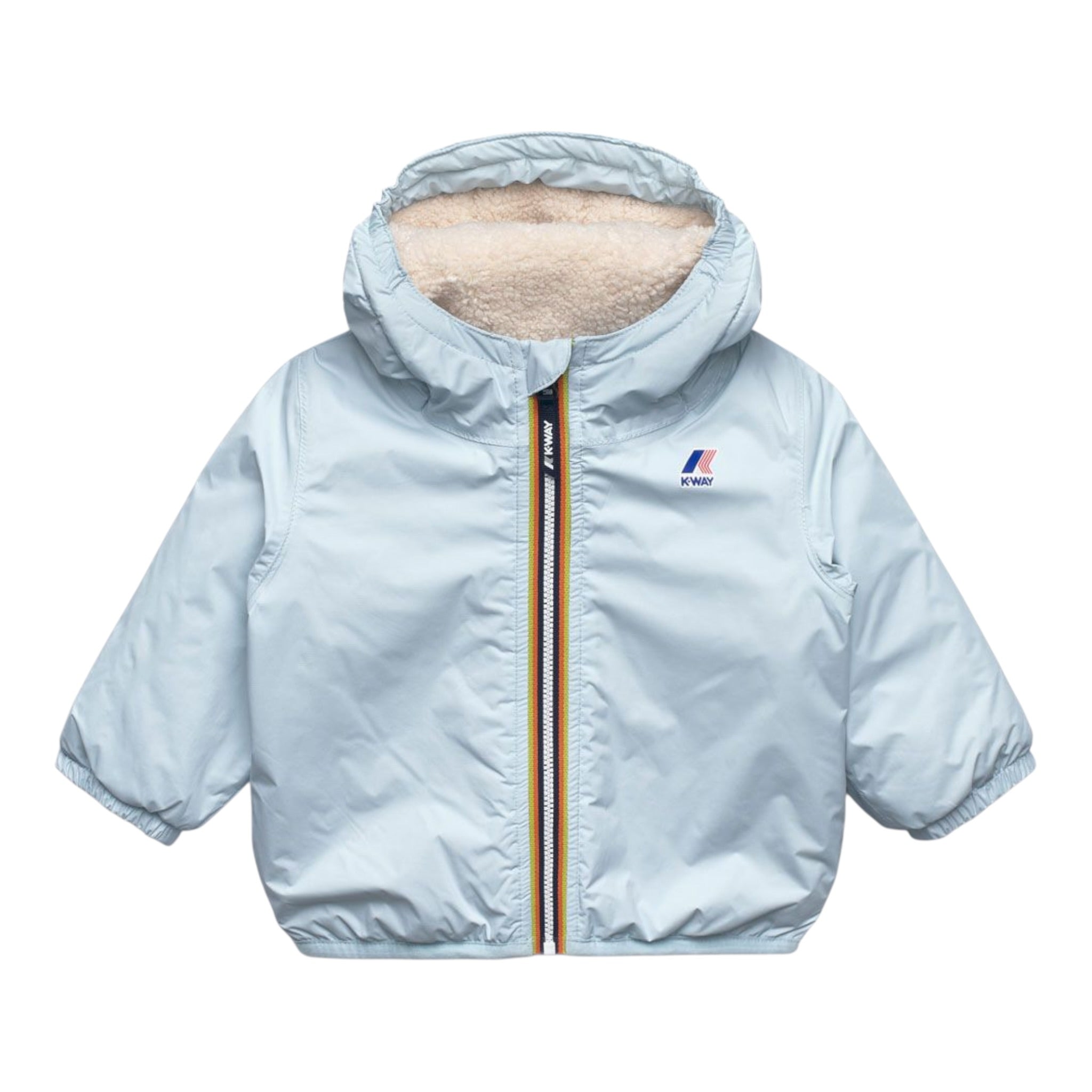 K-Way Giubbino tinta unita con Zip E Cappuccio Azzurro per Neonato K7142RWXXXXX AZZURRO K-WAY 