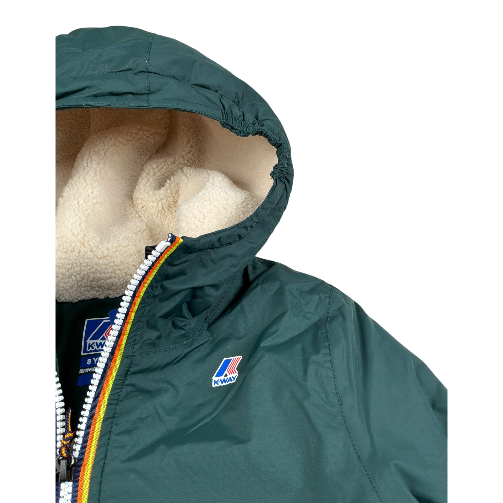 K-Way Giubbino tinta unita con Cappuccio Verde per Bambino K7142UX VERDE K-WAY 