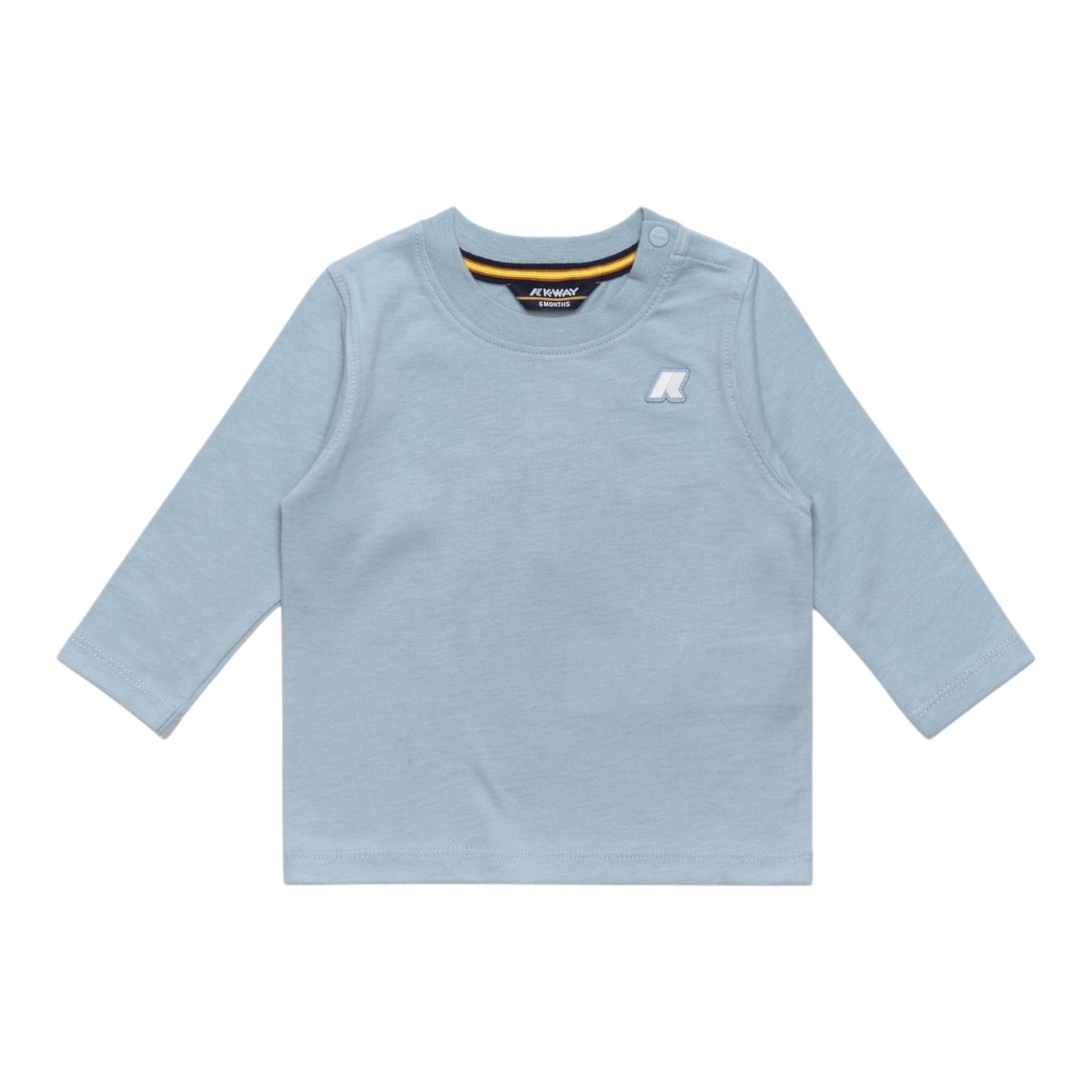 K-Way Shirt Girocollo tinta unita con Logo Azzurro per Neonato K8138CWNXX AZZURRO K-WAY 
