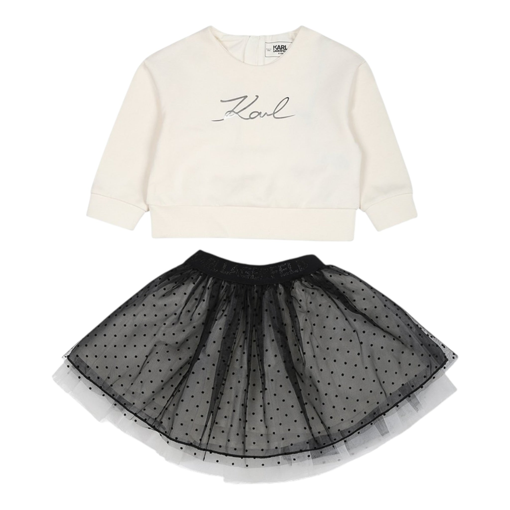 Karl Lagerfeld Completo 2 Pezzi Felpa-Gonna Panna/Nero per Neonata Z30283 PANNA/NERO KARL LAGERFELD 