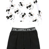 Karl Lagerfeld Completo 2 Pezzi Felpa-Leggins Bianco/Nero per Neonata Z30656 BIANCO/NERO KARL LAGERFELD 