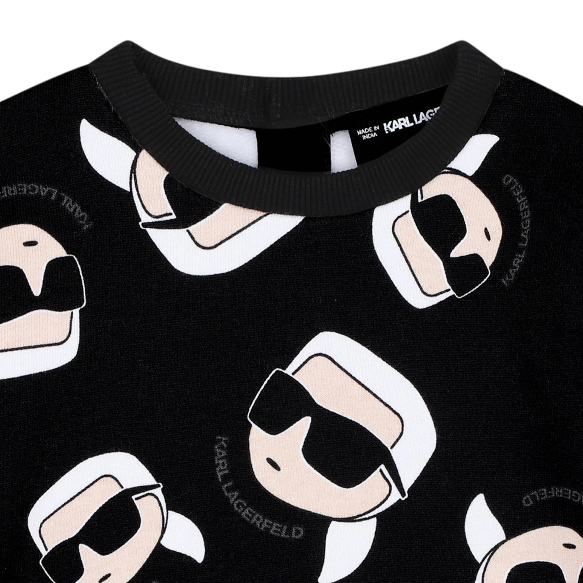 Karl Lagerfeld Felpe Chiusa Girocollo tinta unita con Stampa Nero per Bambino Z30666J NERO KARL LAGERFELD 
