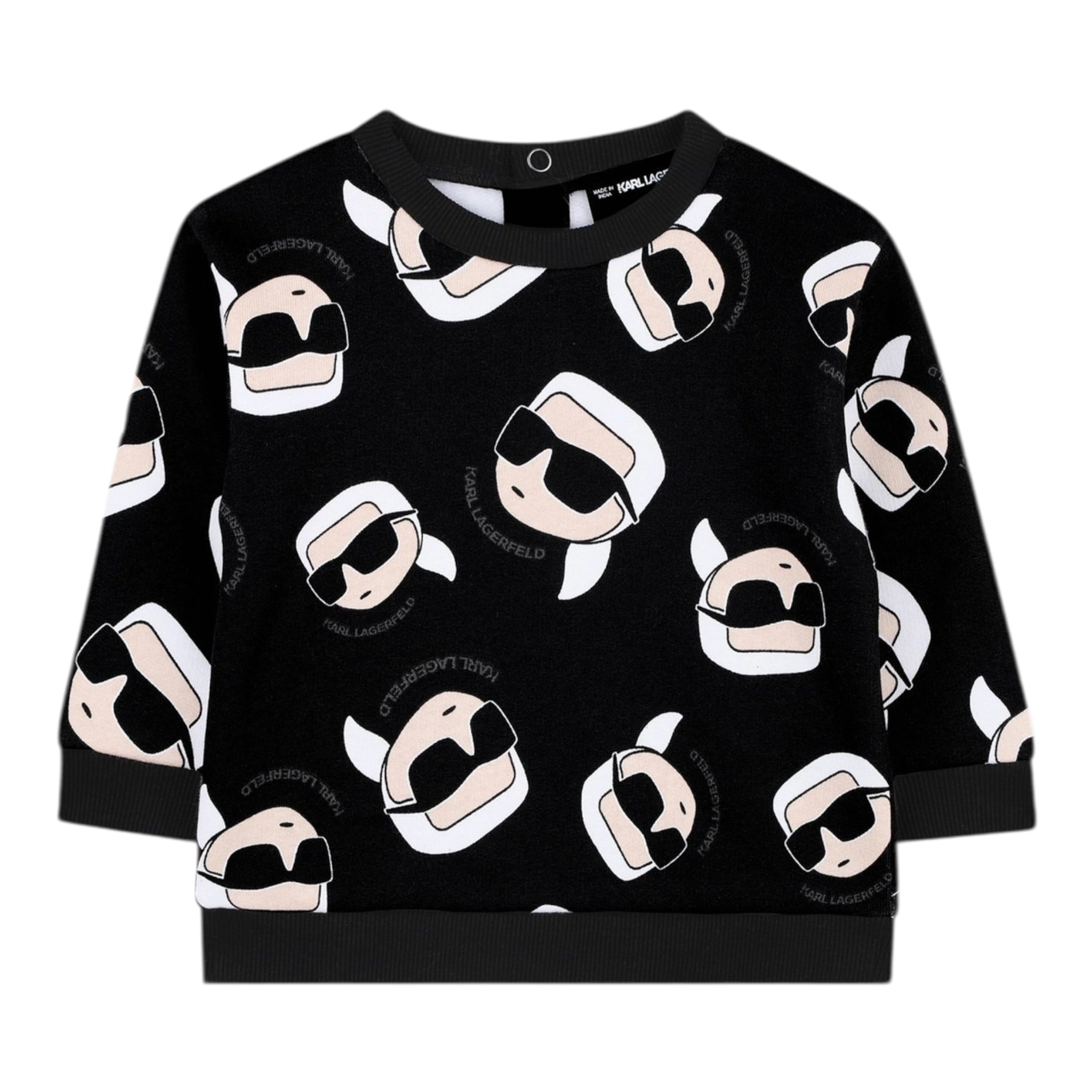 Karl Lagerfeld Felpe Chiusa Girocollo tinta unita con Stampa Nero per Neonato Z30666 NERO KARL LAGERFELD 
