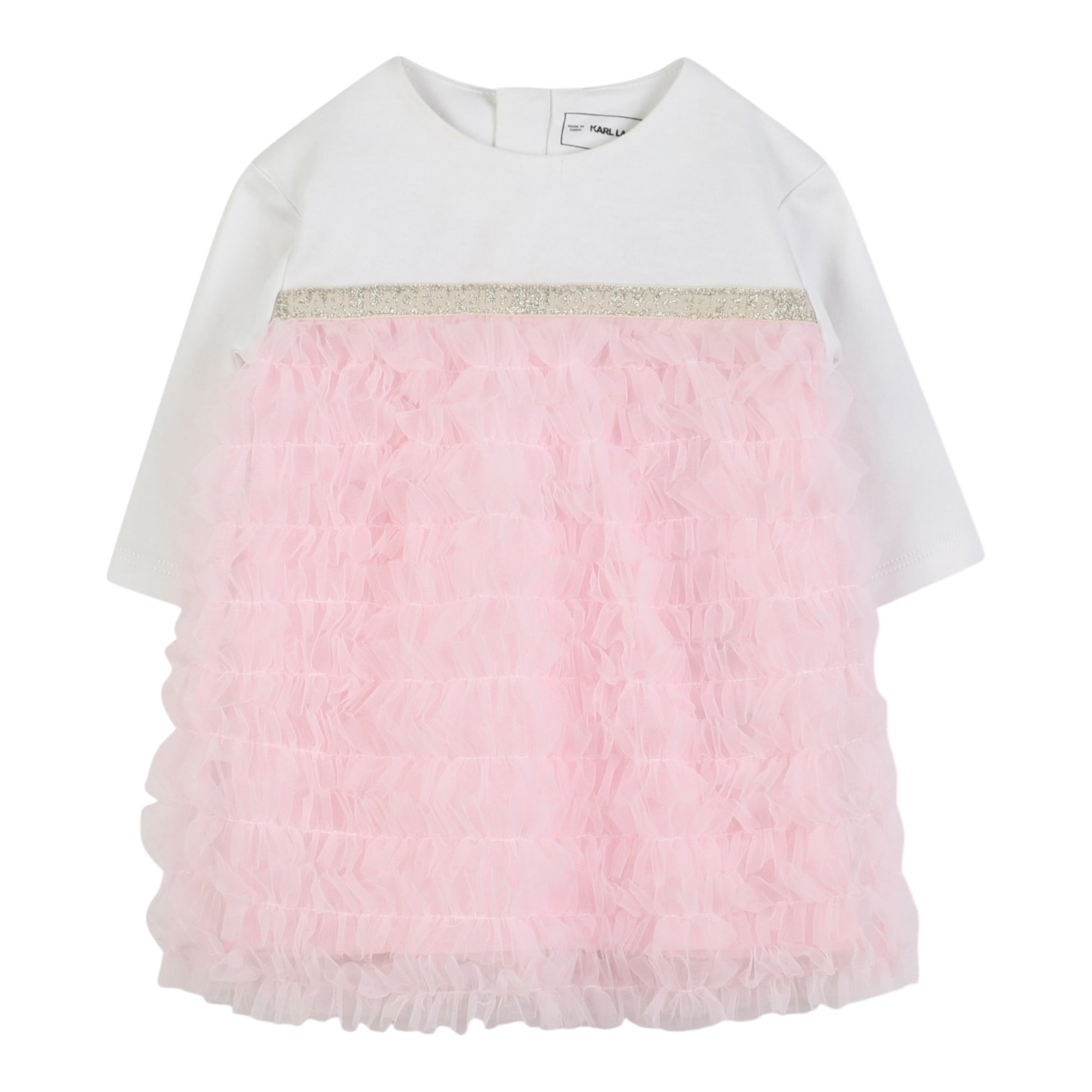 Karl Lagerfeld Abito Manica Lunga Bicolore con Tulle Rosa per Neonata Z30668 ROSA KARL LAGERFELD 