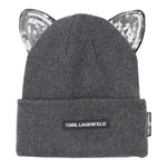 Karl Lagerfeld Cappello tinta unita con Orecchie Grigio per Bambina Z31007X GRIGIO KARL LAGERFELD 