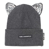 Karl Lagerfeld Cappello tinta unita con Orecchie Grigio per Bambina Z31007X GRIGIO KARL LAGERFELD 