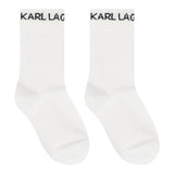 Karl Lagerfeld Calzini tinta unita con Logo Bianco per Bambino Z31016 BIANCO KARL LAGERFELD 