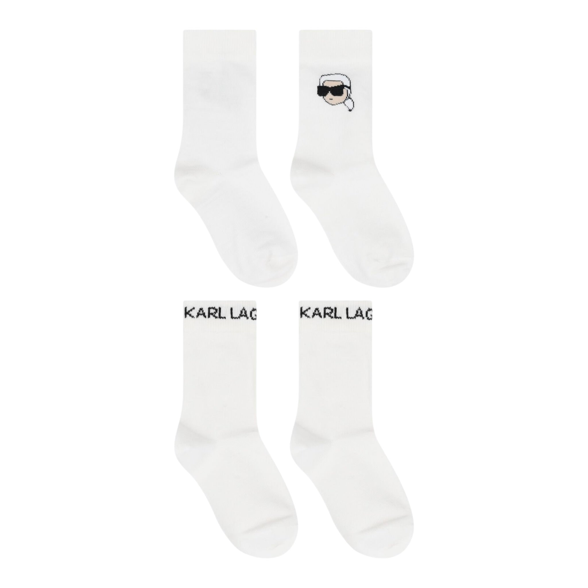 Karl Lagerfeld Calzini tinta unita con Logo Bianco per Bambino Z31016 BIANCO KARL LAGERFELD 