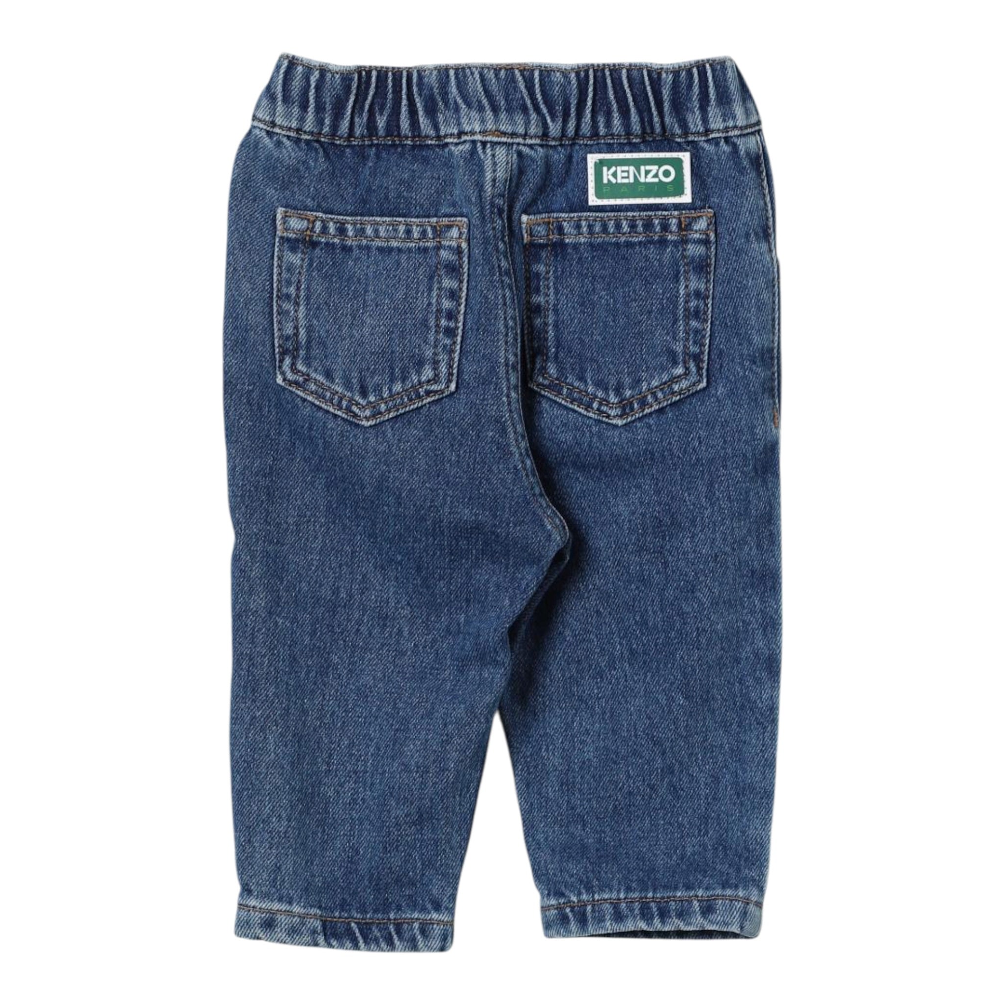 Kenzo Jeans tinta unita con Elastico In Vita Blu per Neonato K60506 BLU KENZO 
