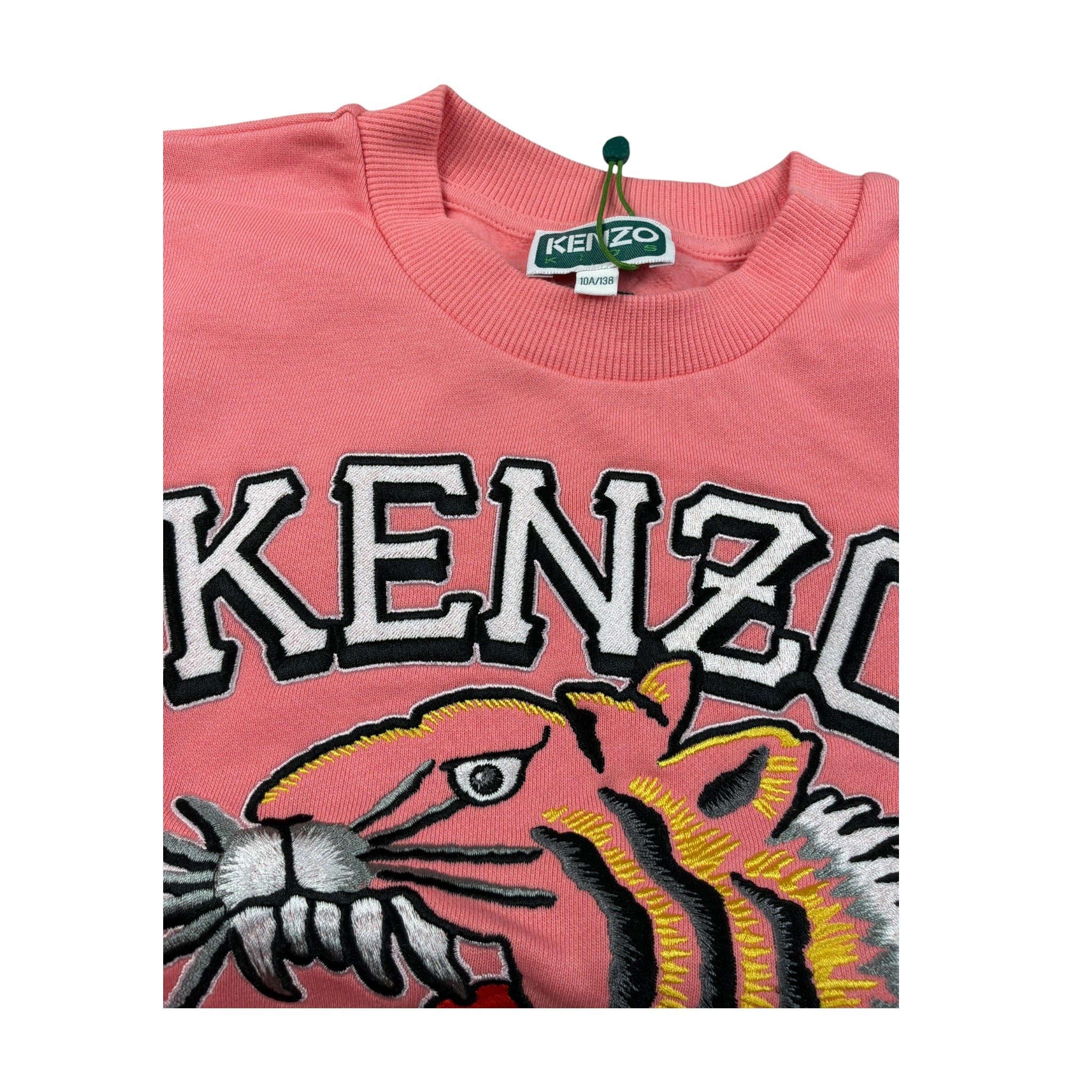 Kenzo Felpa Chiusa Girocollo tinta unita con Logo Rosa per Bambina K60692 ROSA KENZO 