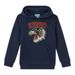 Kenzo Felpa Chiusa con Cappuccio tinta unita con Ricami Blu per Bambino K60767 BLU KENZO 
