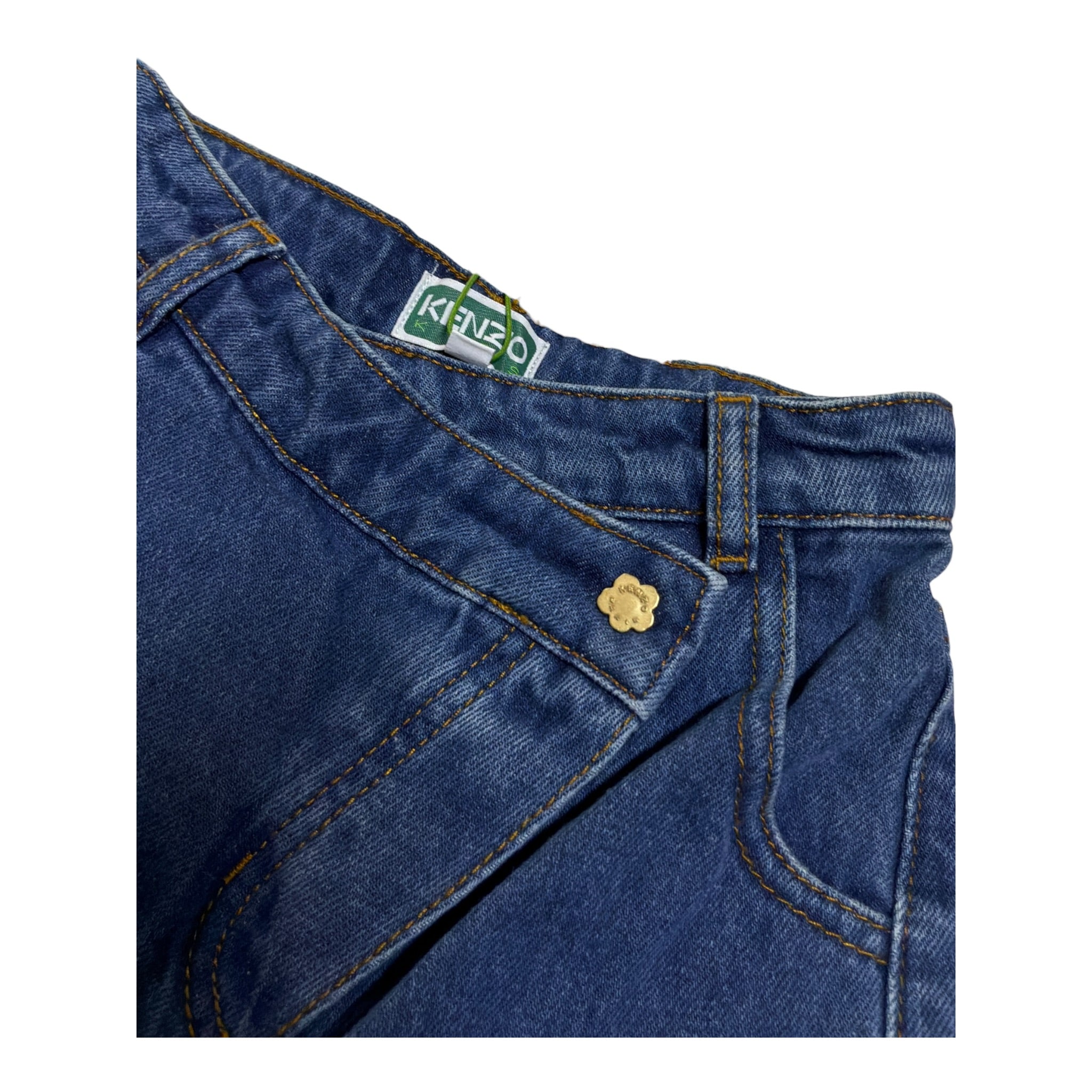Kenzo Jeans tinta unita con Girovita Regolabile Blu per Bambina K61325 BLU KENZO 