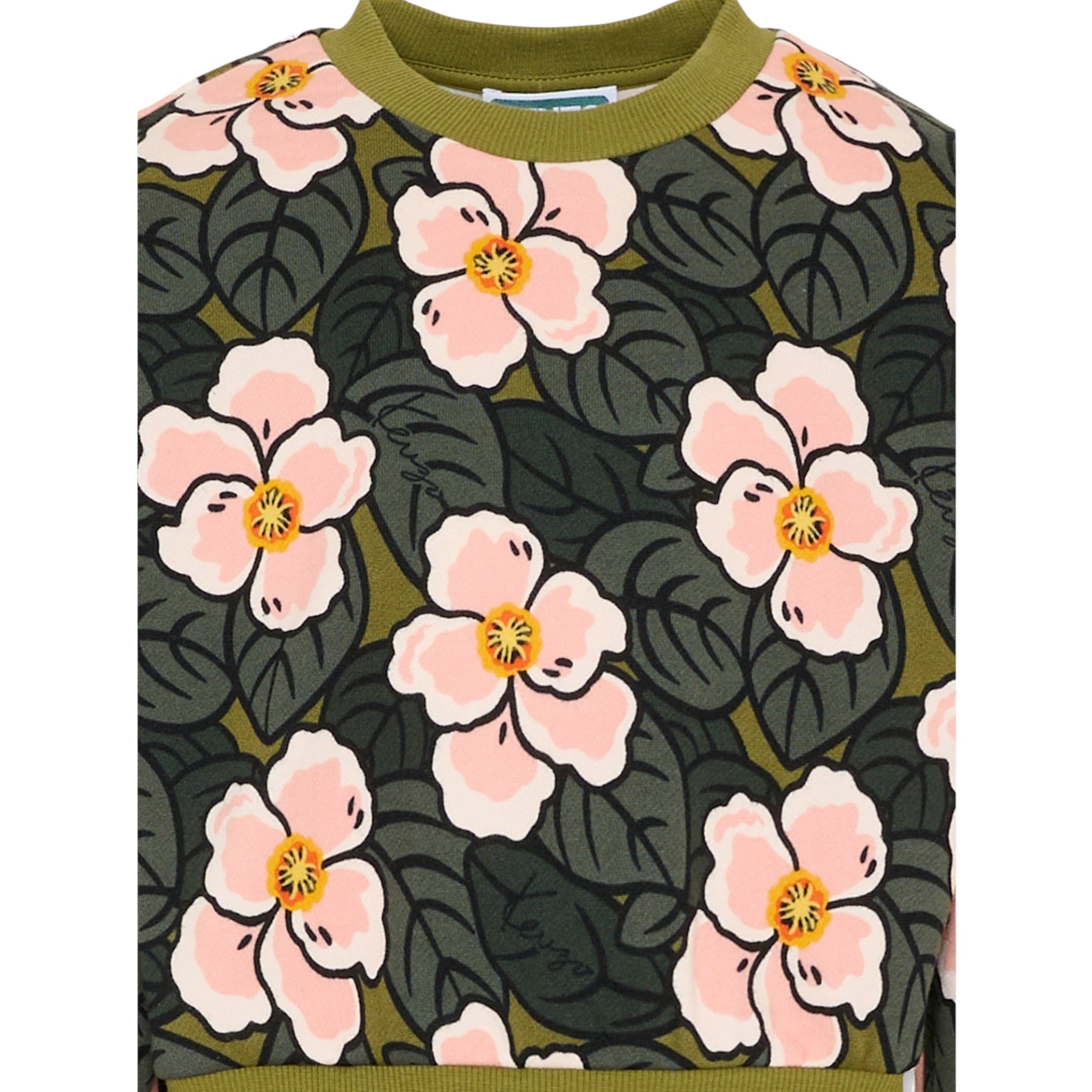 Kenzo Felpa Chiusa Girocollo tinta unita Fantasia Floreale Verde per Bambina K61342 VERDE KENZO 