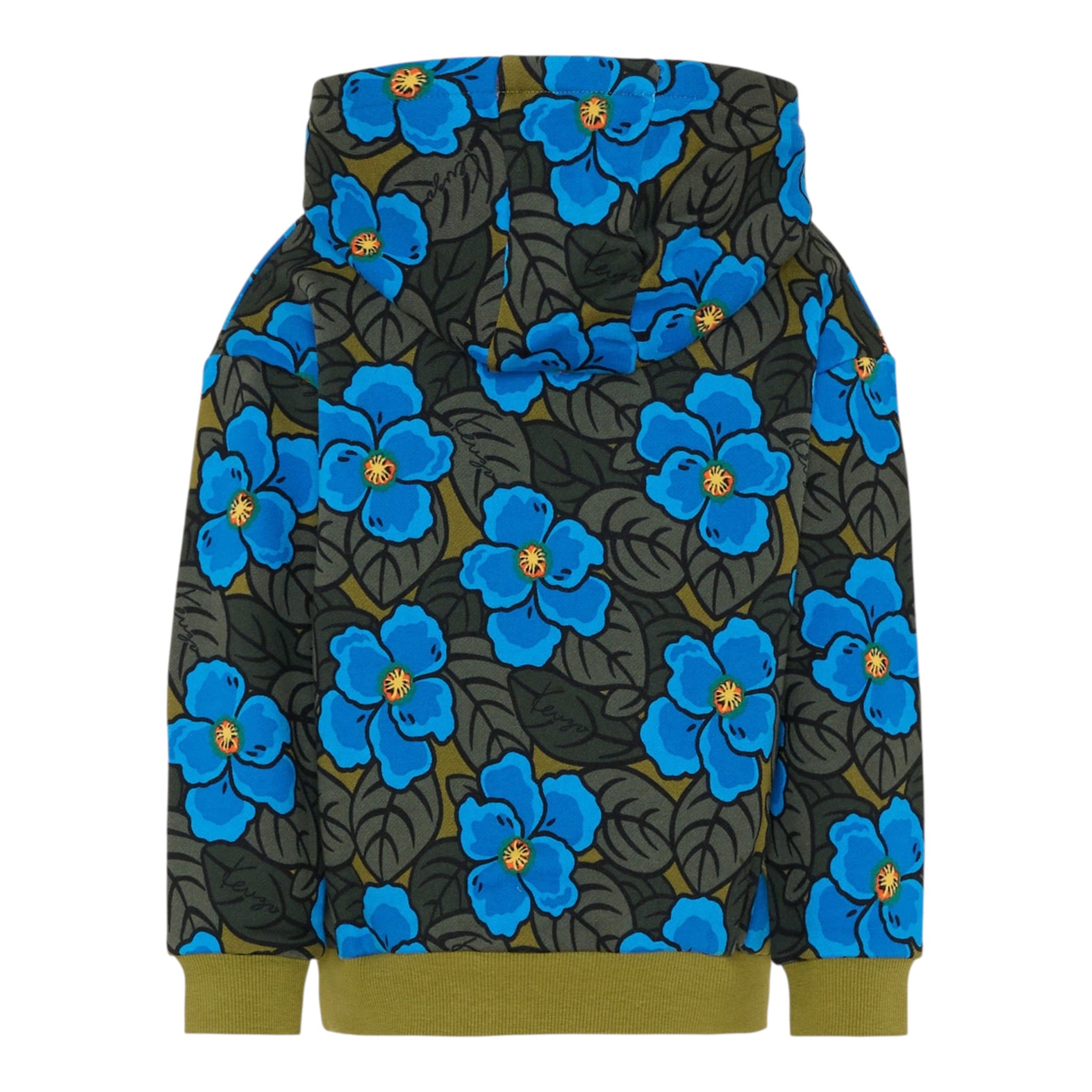 Kenzo Felpa tinta unita con Fantasia Fiori E Cappuccio Verde per Bambino K61433J VERDE KENZO 