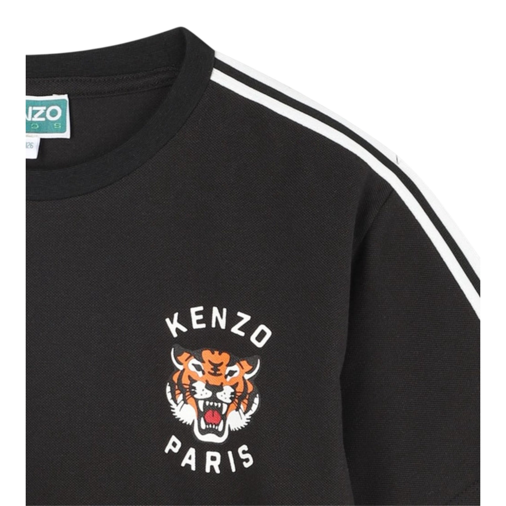 Kenzo T-Shirt tinta unita con Profili In Contrasto Nero per Bambino K61486J NERO KENZO 