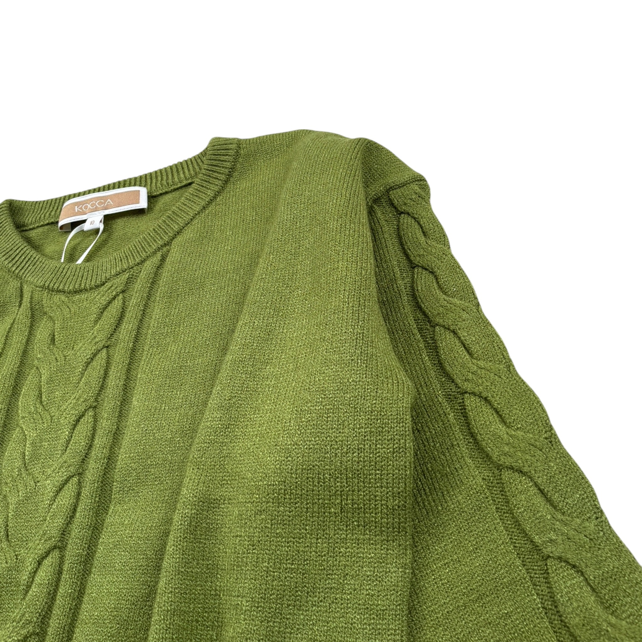 Kocca Maglia tinta unita con Fantasia Trecce Verde per Bambina A25JMA7636ABUN0000 VERDE Kocca 