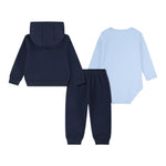 Lacoste Completo 3 Pezzi Felpa-Pantalone-Body Bicolore Blu per Neonato 647192O BLU LACOSTE 
