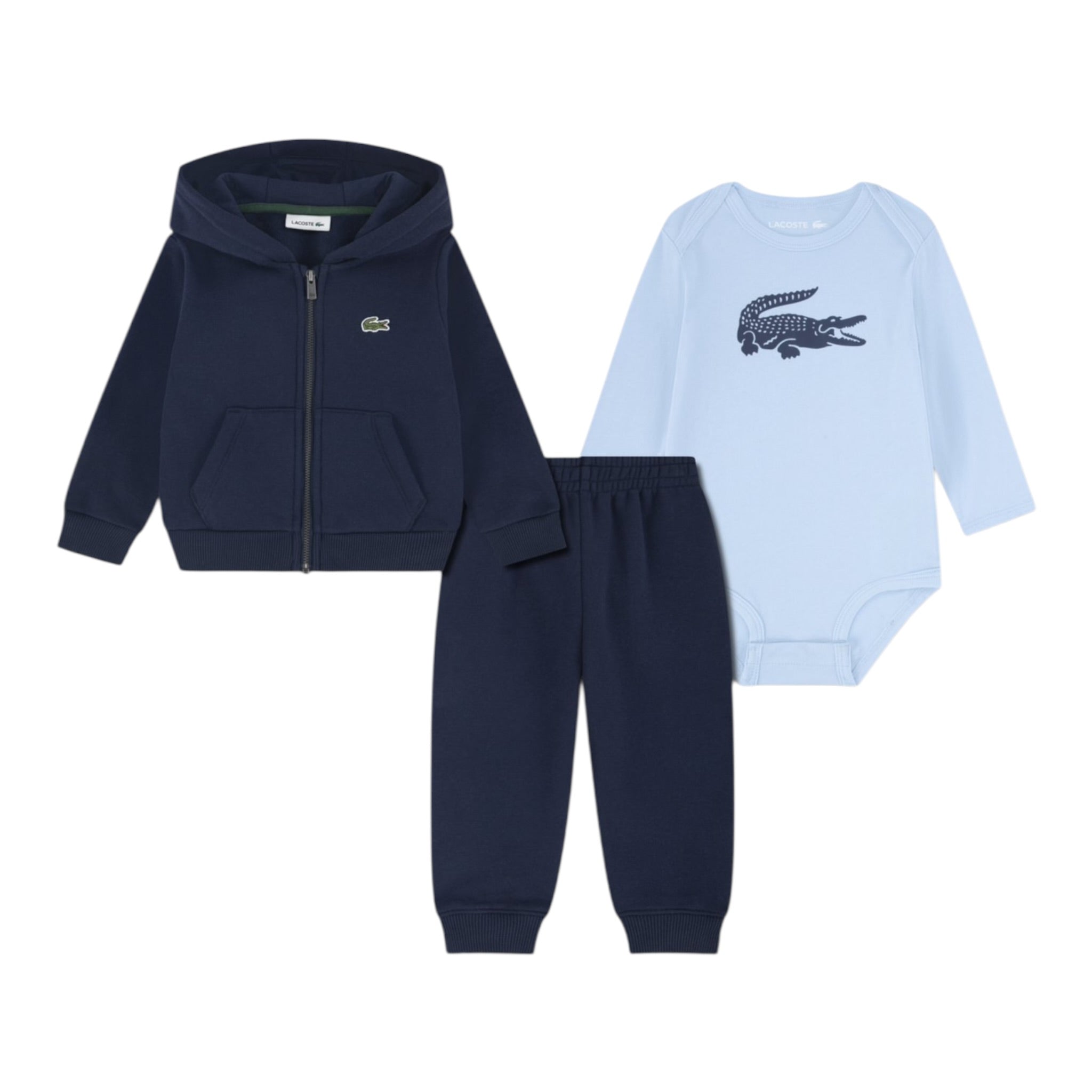 Lacoste Completo 3 Pezzi Felpa-Pantalone-Body Bicolore Blu per Neonato 647192O BLU LACOSTE 