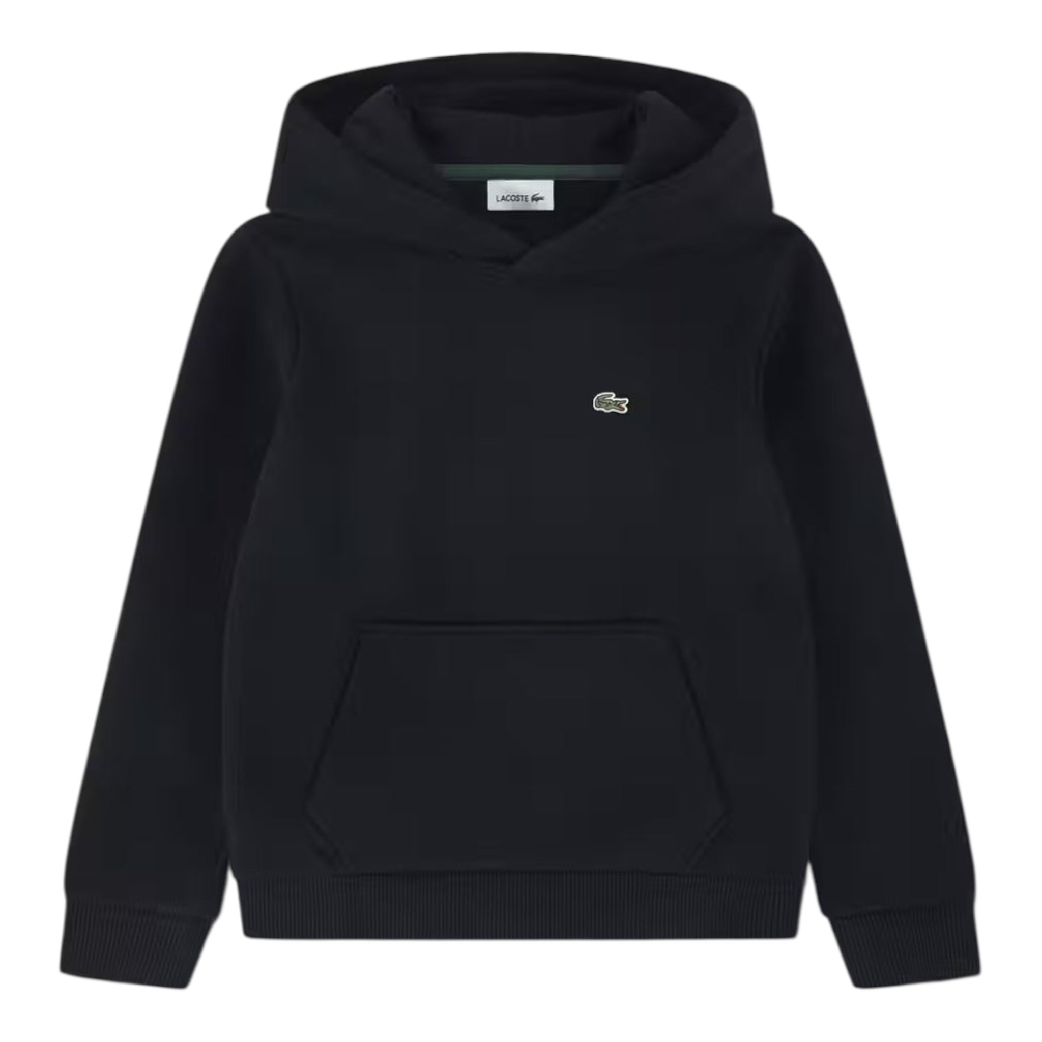 Lacoste Felpa tinta unita con Stampa E Cappuccio Nero per Bambino 947028 NERO LACOSTE 