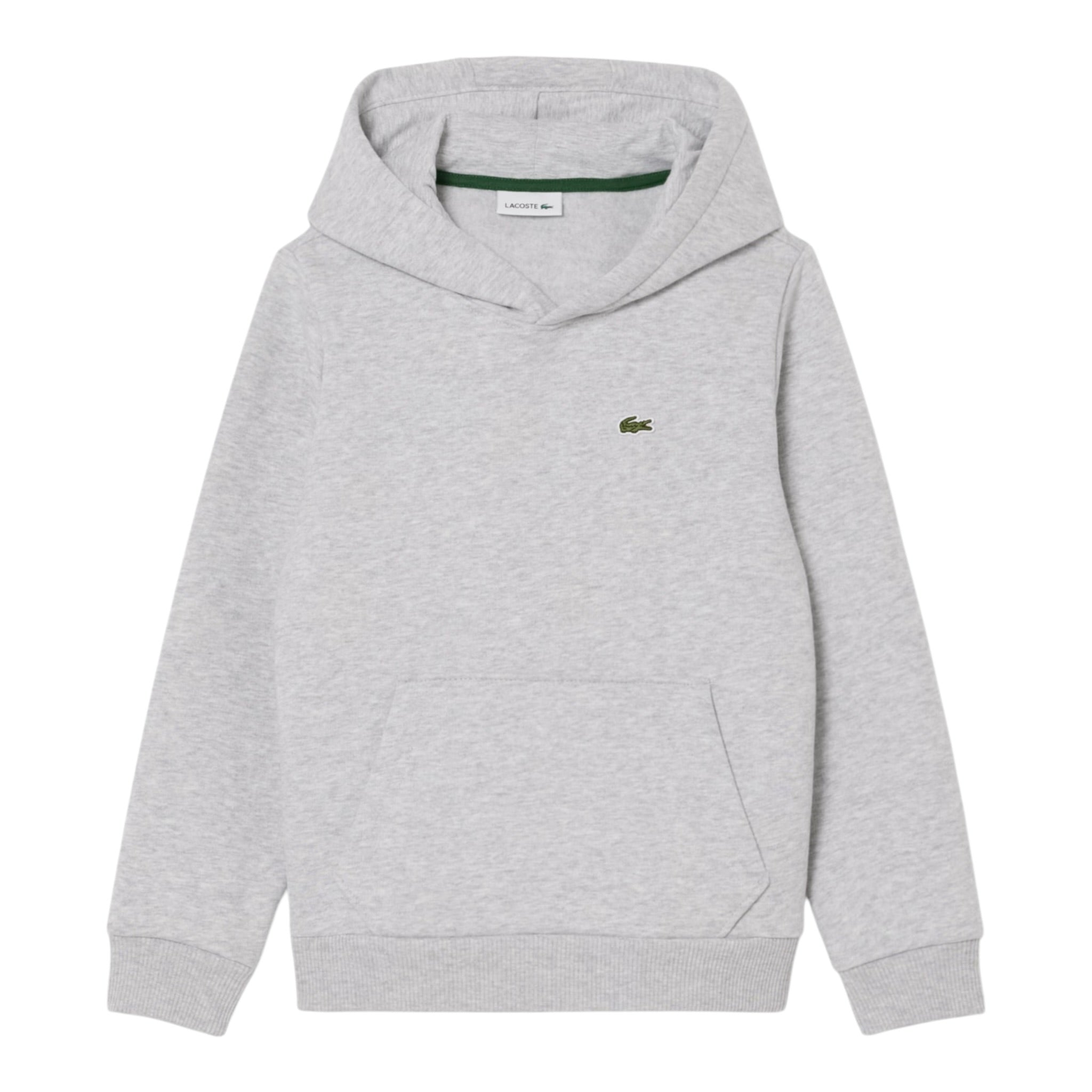 Lacoste Felpa tinta unita con Stampa E Cappuccio Grigio per Bambino 947028X GRIGIO LACOSTE 