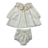 La Stupenderia Set Abito-Coulotte tinta unita Panna per Neonata 1CBAB08 PANNA LA STUPENDERIA 