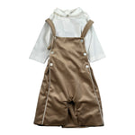 La Stupenderia Completo 2Pz Salopette-Camicia Bianco/Beige per Neonato 1CBCT09 BIANCO/BEIGE LA STUPENDERIA 