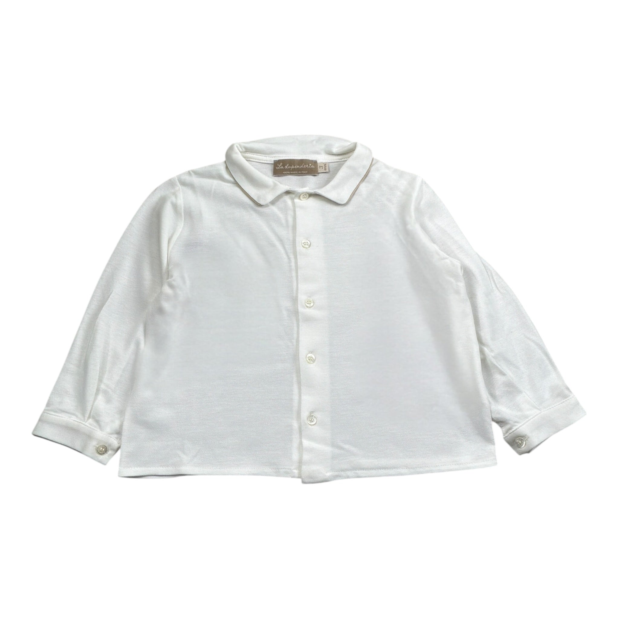 La Stupenderia Camicia tinta unita con Colletto Bianco/Beige per Bambino 1TCCM23 BIANCO/BEIGE LA STUPENDERIA 