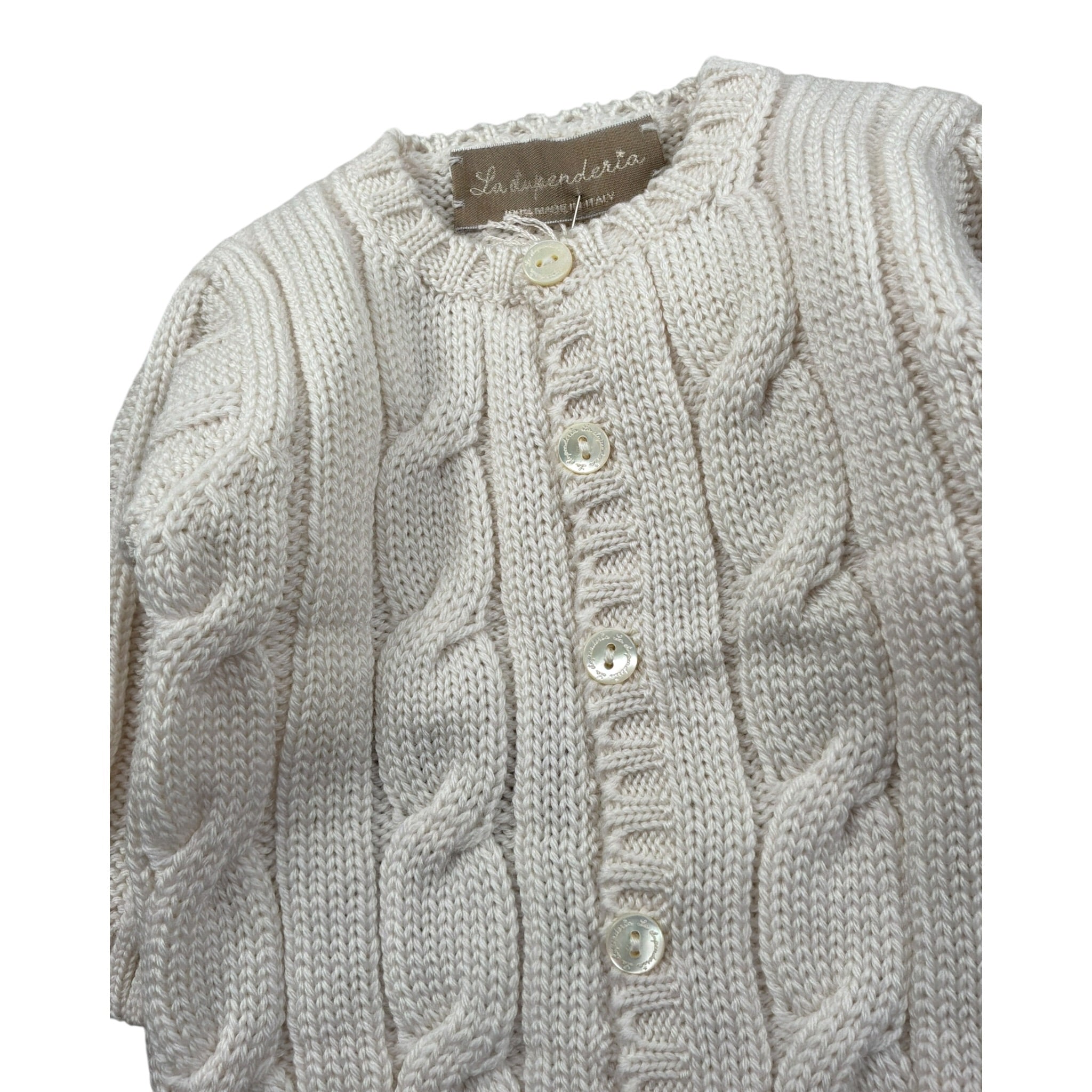 La Stupenderia Cardigan tinta unita con Trecce Panna per Neonato 1WCCR25 PANNA LA STUPENDERIA 