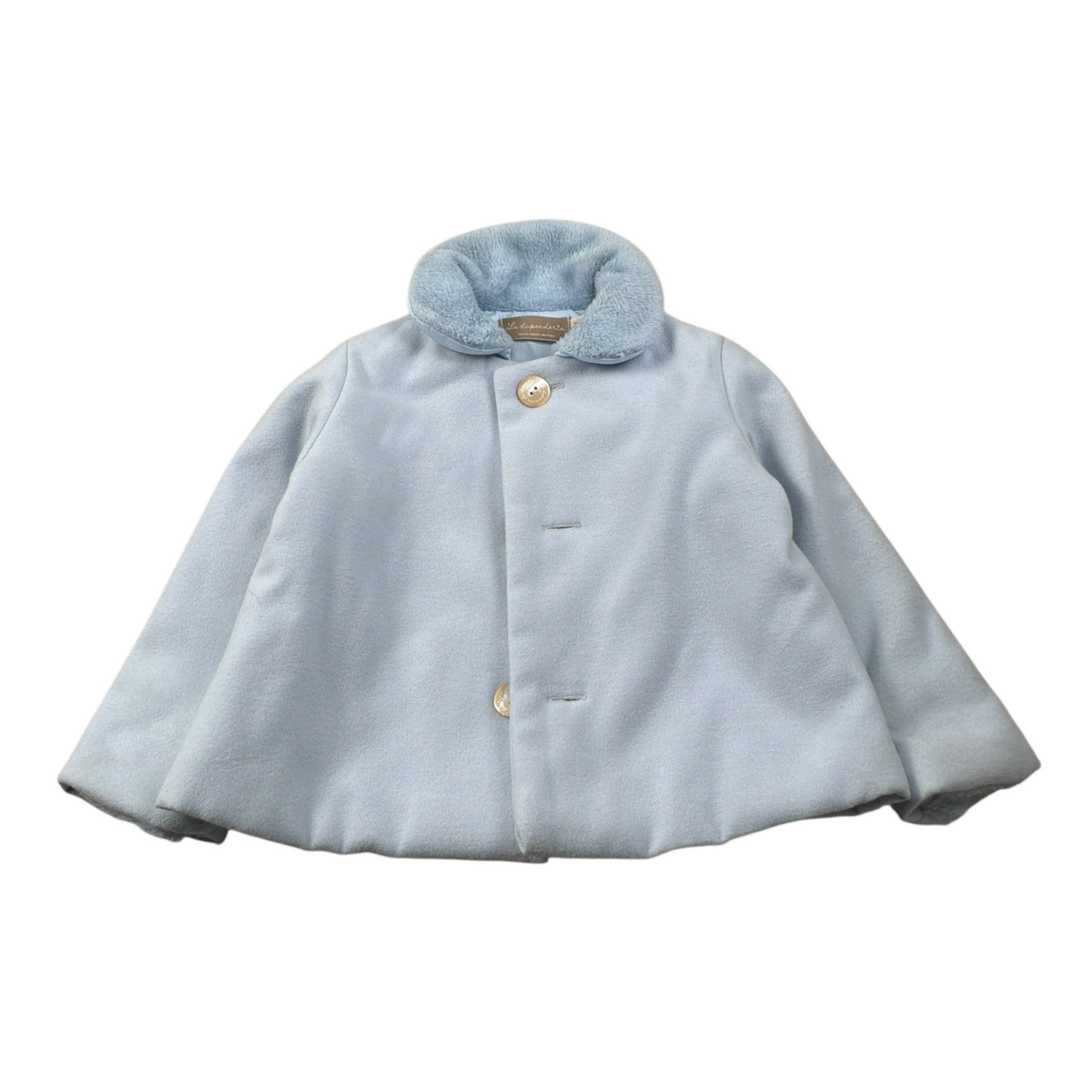 La Stupenderia Cappotto tinta unita con Colletto Azzurro per Neonata TBGB00X AZZURRO LA STUPENDERIA 