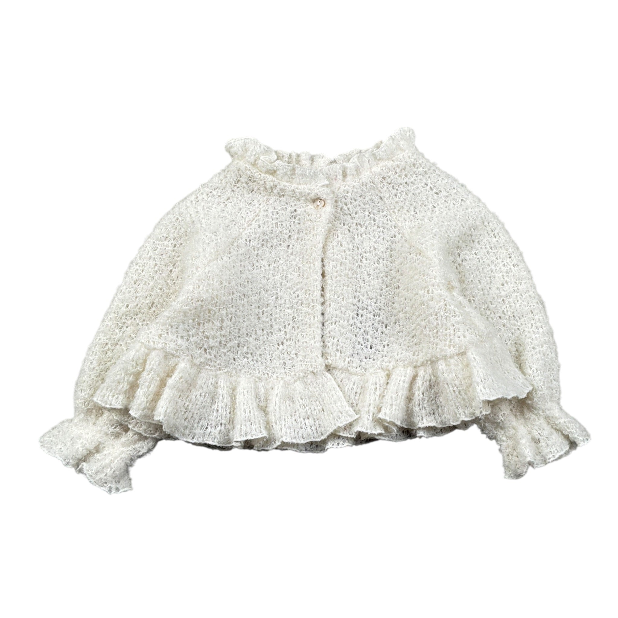 La Stupenderia Cardigan tinta unita con Colletto Panna per Neonata TBGH52 PANNA LA STUPENDERIA 