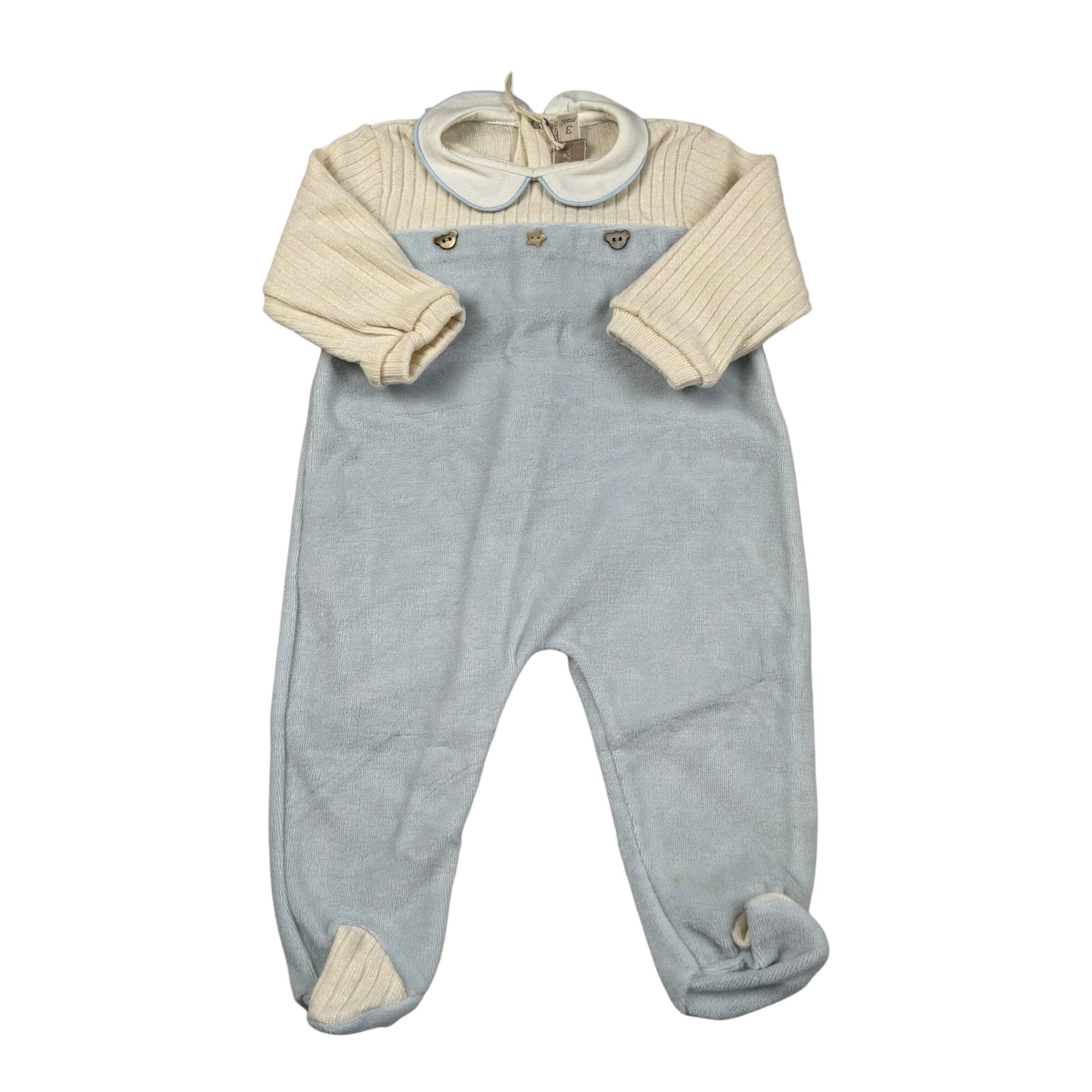 La Stupenderia Tutina Manica Lunga tinta unita In Ciniglia Azzurro per Neonato TBTT57 AZZURRO LA STUPENDERIA 