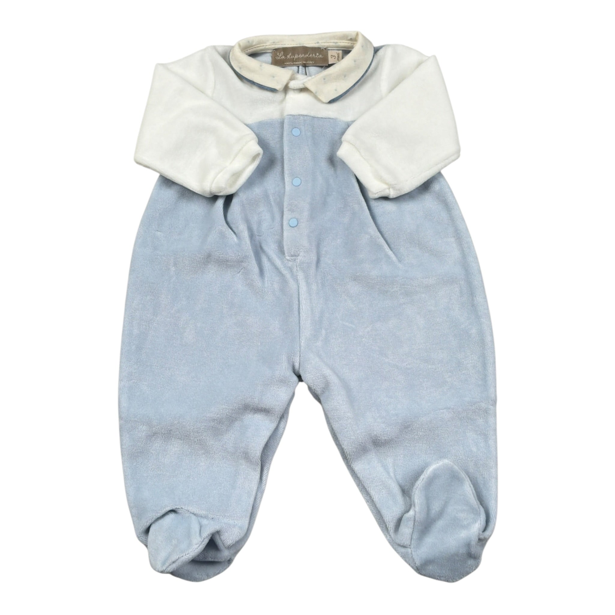 La Stupenderia Tutina Manica Lunga tinta unita In Ciniglia Azzurro per Neonato TBTT5L04 AZZURRO LA STUPENDERIA 