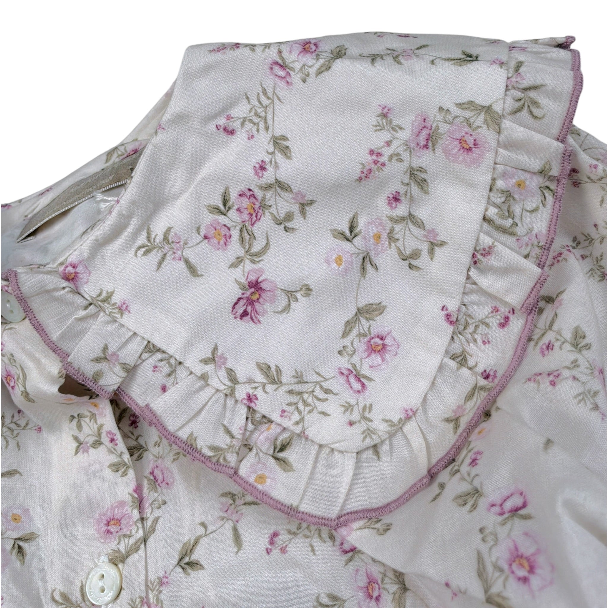 La Stupenderia Camicia tinta unita con Stampa Fiori Panna per Bambina TJCM46 PANNA LA STUPENDERIA 