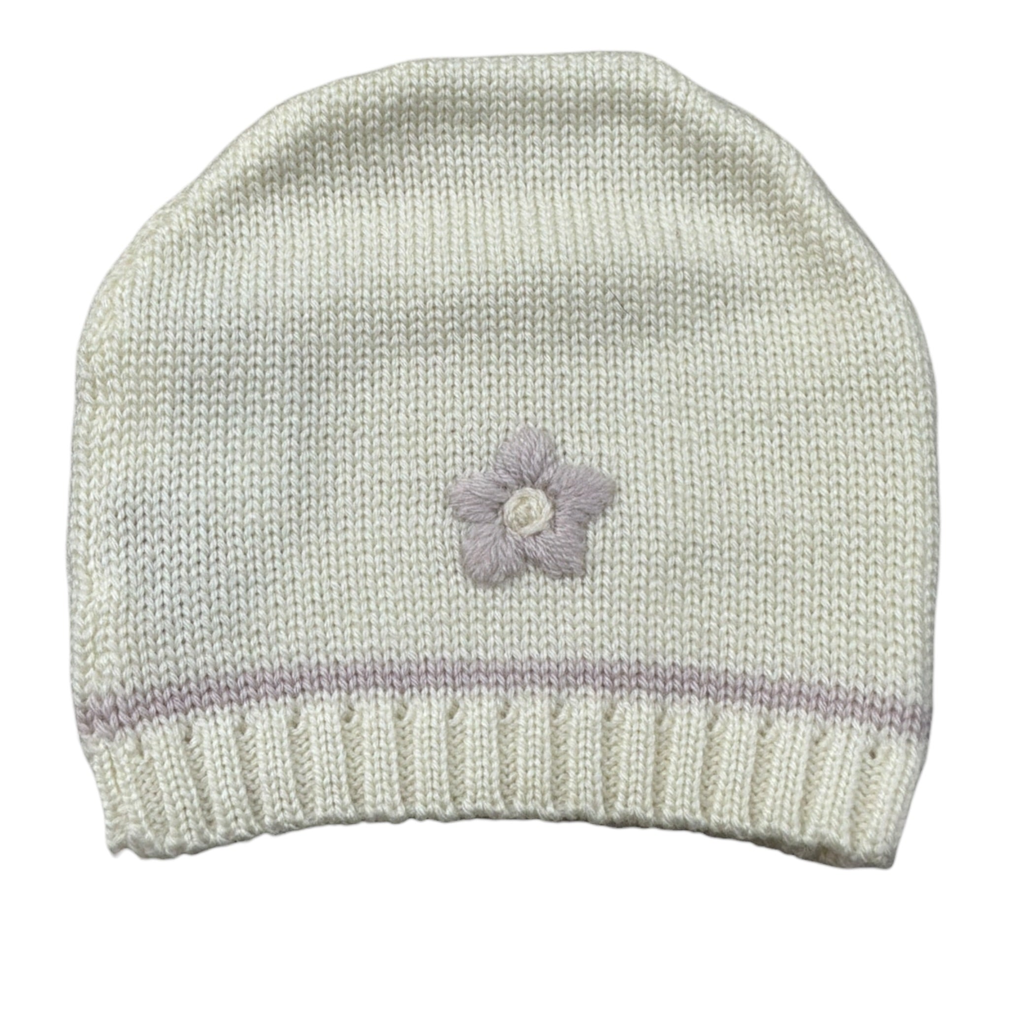 La Stupenderia Cappello tinta unita con Ricami Panna per Neonata WBCP52 PANNA LA STUPENDERIA 