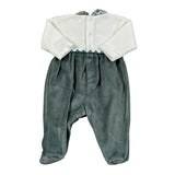 Lalalu' Tutina Bicolore In Velluto con Stampa Bianco/Verde per Neonato TCL13Q BIANCO/VERDE LALALU' 