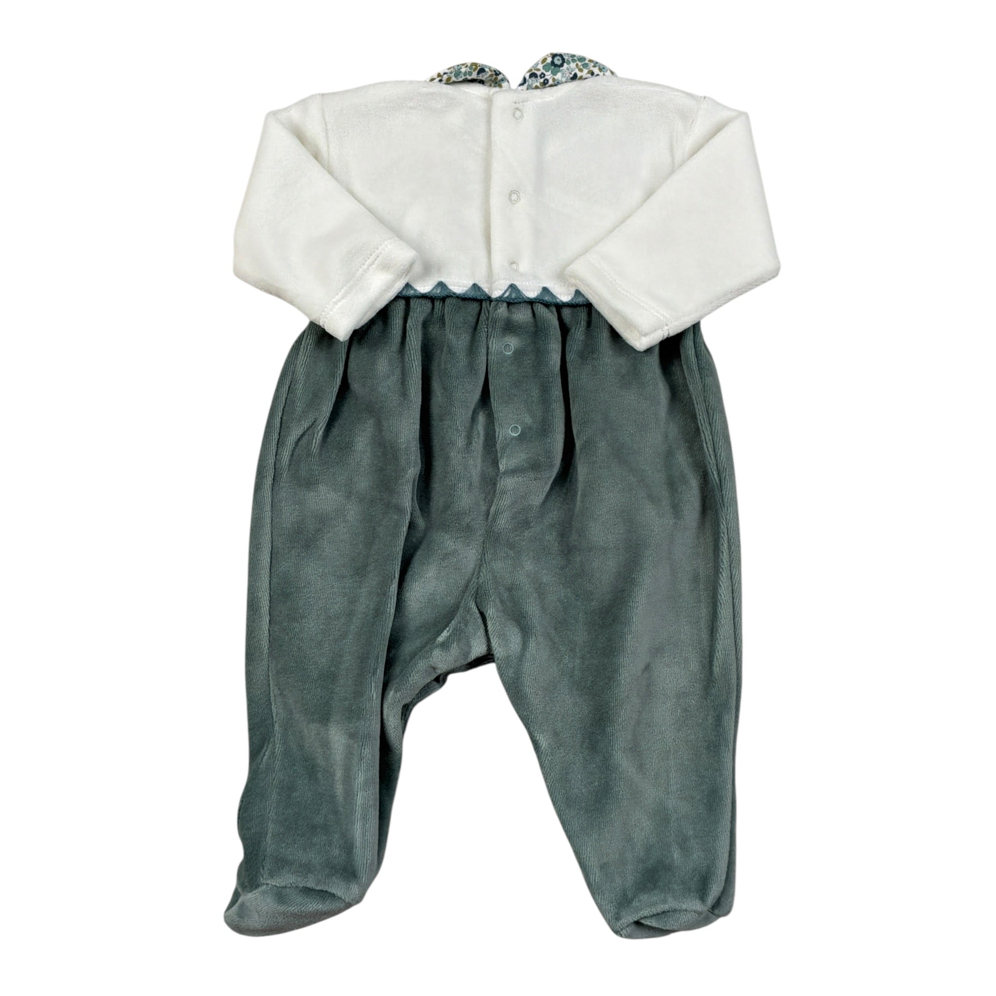 Lalalu' Tutina Bicolore In Velluto con Stampa Bianco/Verde per Neonato TCL13Q BIANCO/VERDE LALALU' 