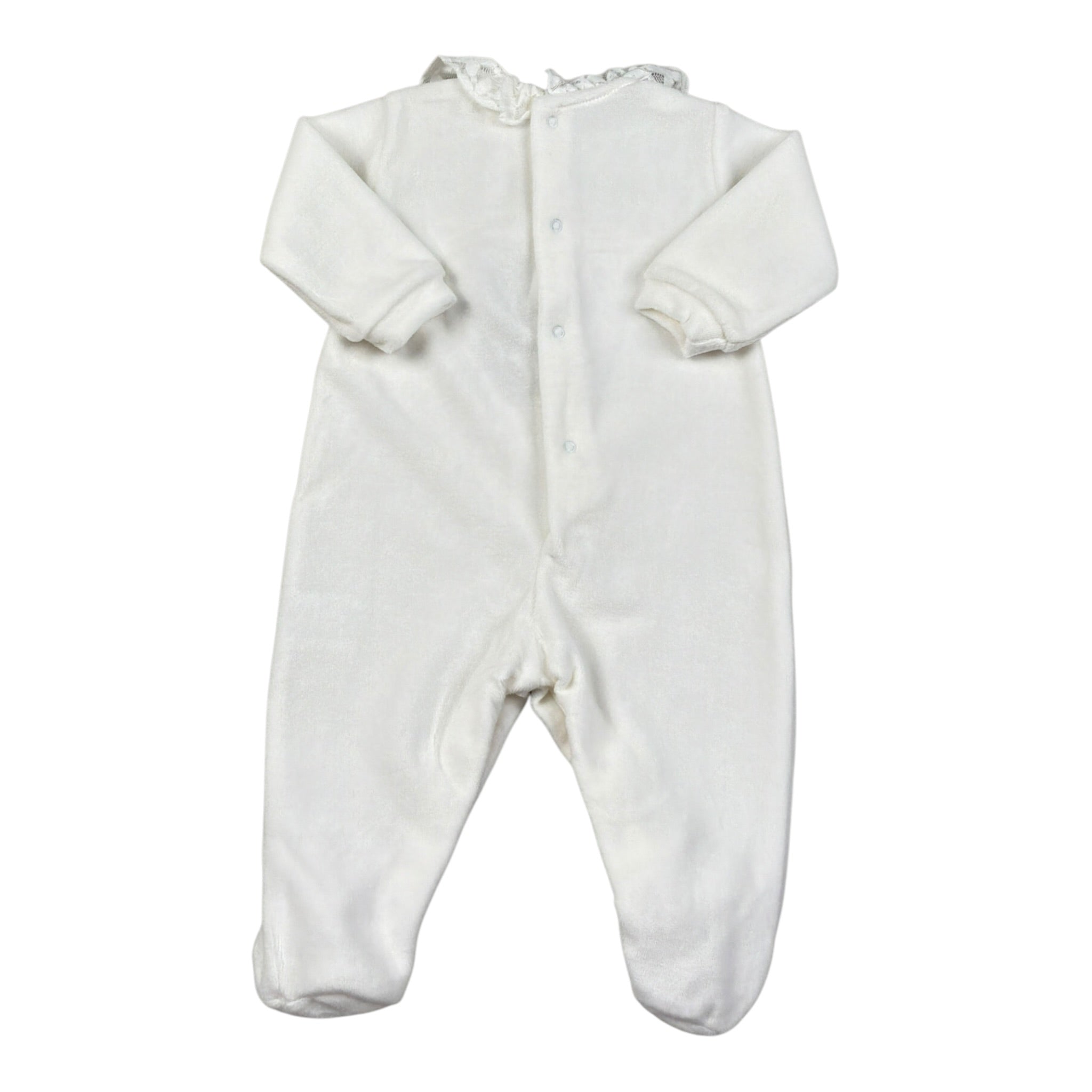Lalalu' Tutina tinta unita con Ricami Bianco per Neonata TCL7Q BIANCO LALALU' 