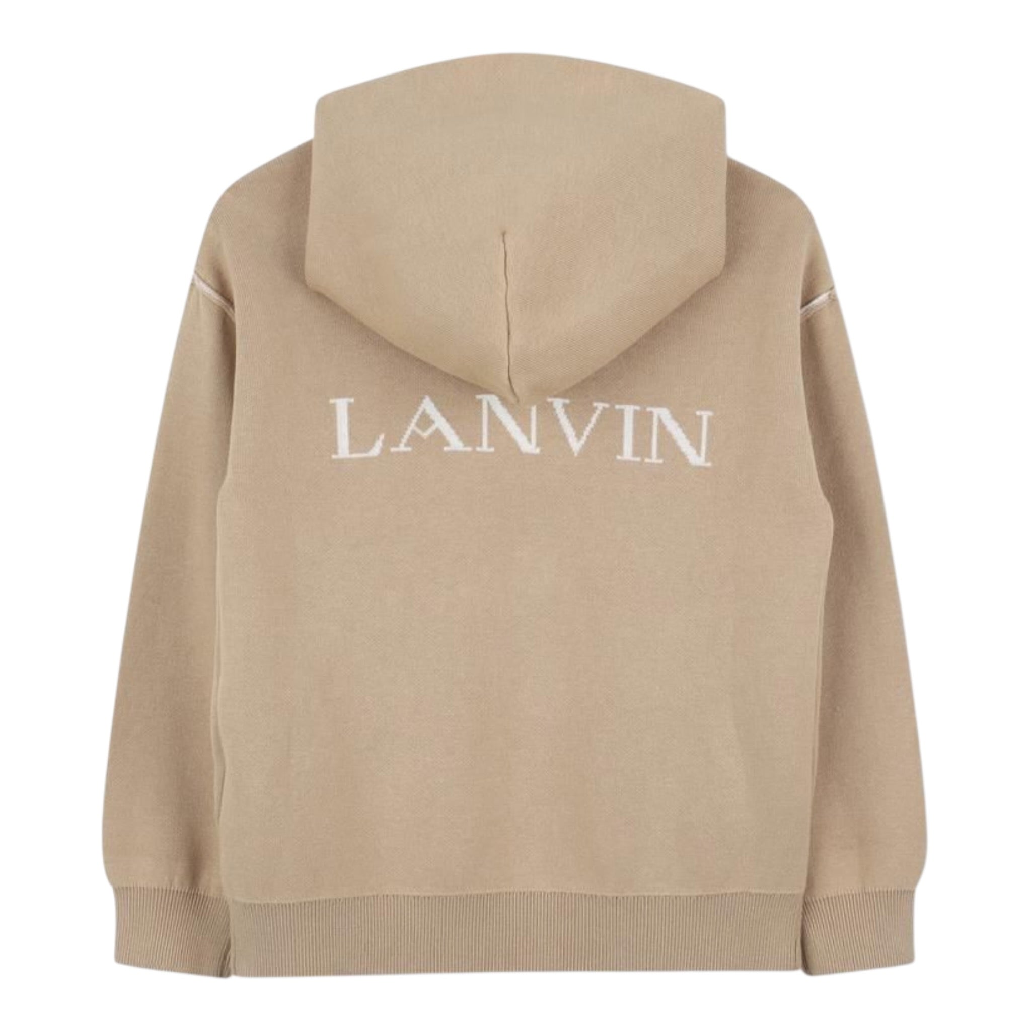 Lanvin Felpa tinta unita con Cappuccio In Maglia Beige per Bambino N30297 BEIGE LANVIN 