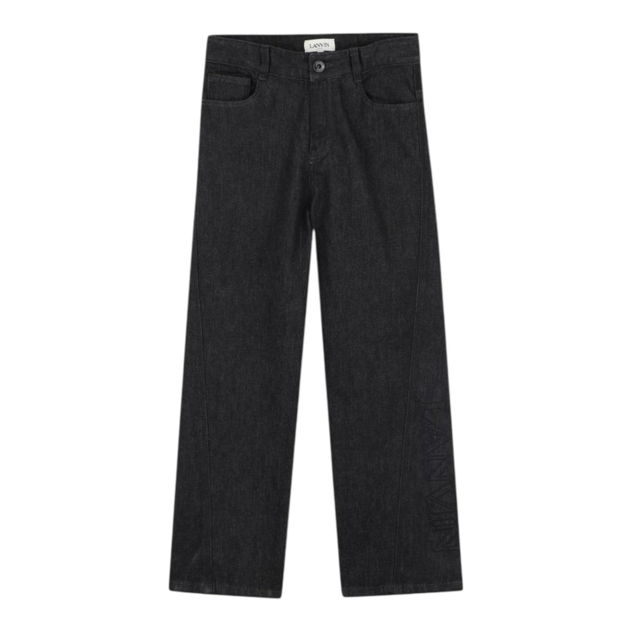 Lanvin Jeans tinta unita con Girovita Regolabile Nero per Bambina N30320 NERO LANVIN 